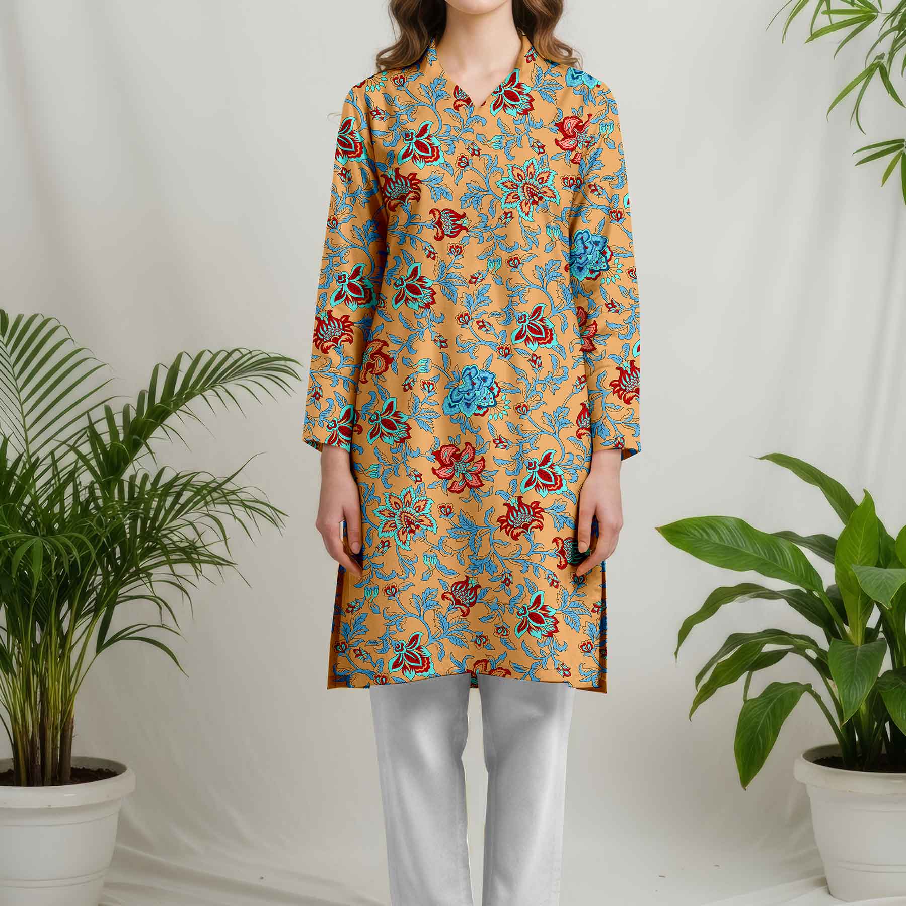 Unstitched Printed Cotton Cambric Shirt US5478 - Image 2