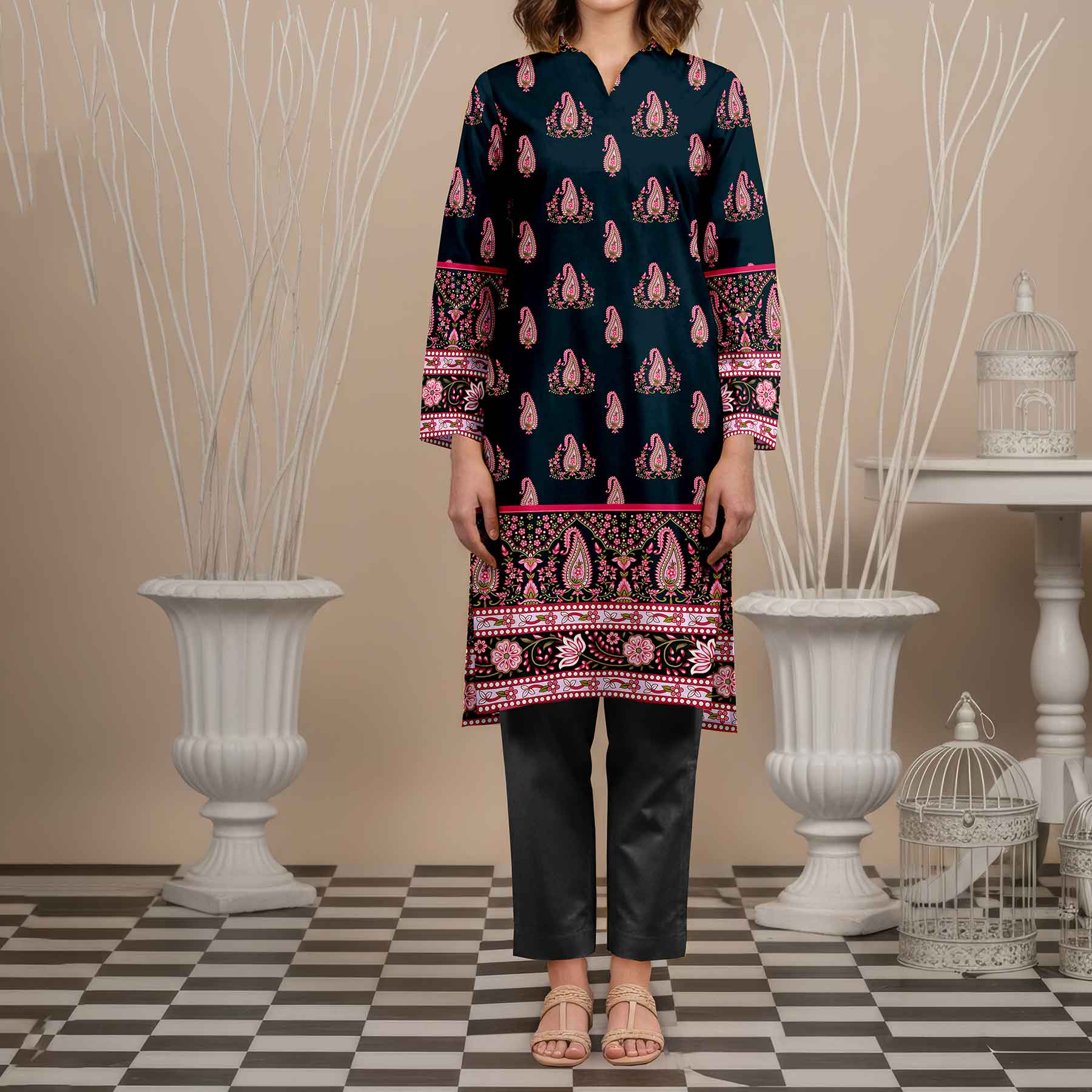 Unstitched Printed Shirt UW5089 - Image 2