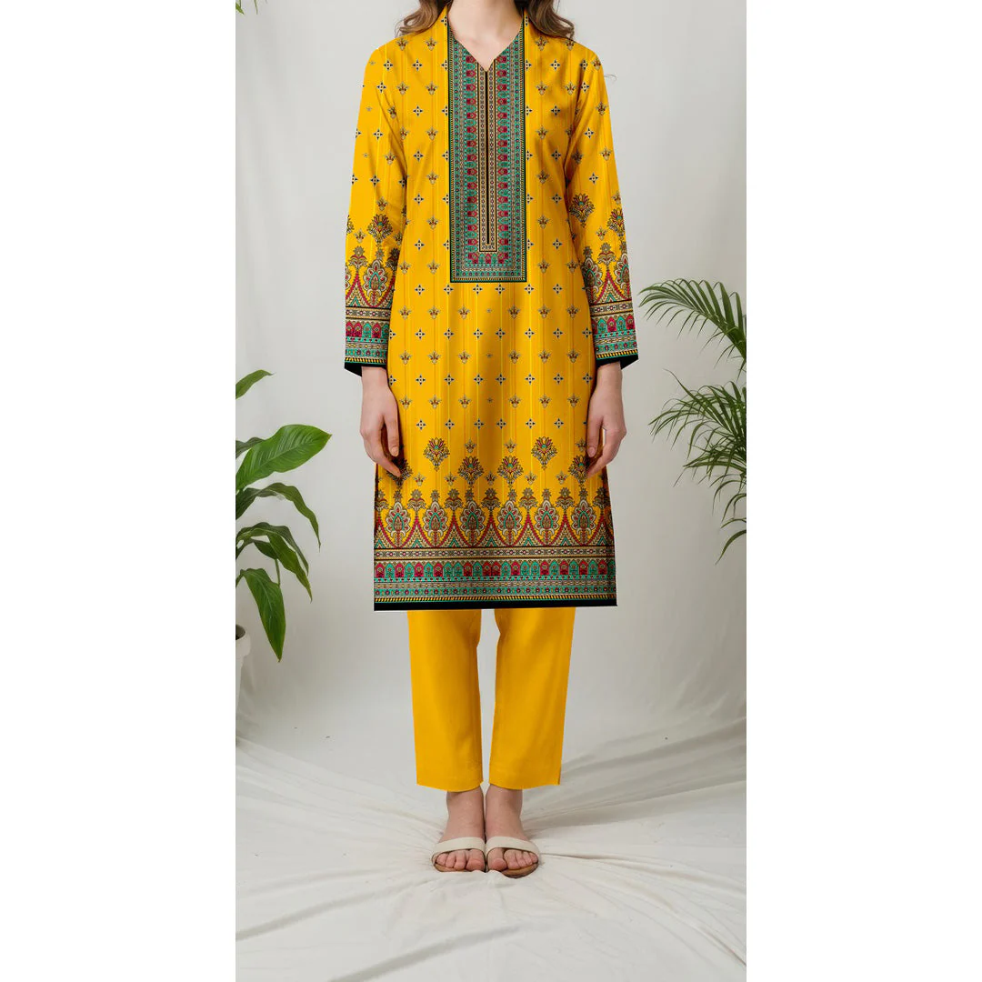 Unstitched Printed Slub Khaddar Shirt UW5010 - Image 2
