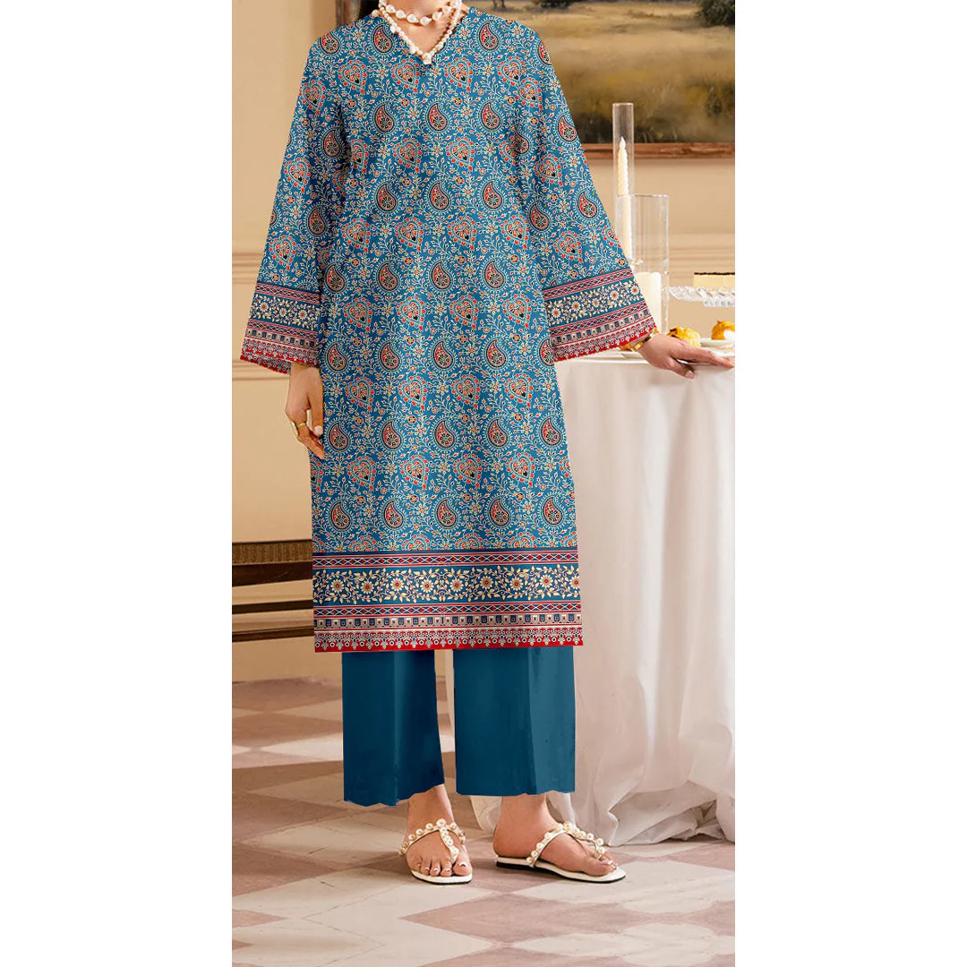 Unstitched Printed Slub Khaddar Shirt UW5011 - Image 2