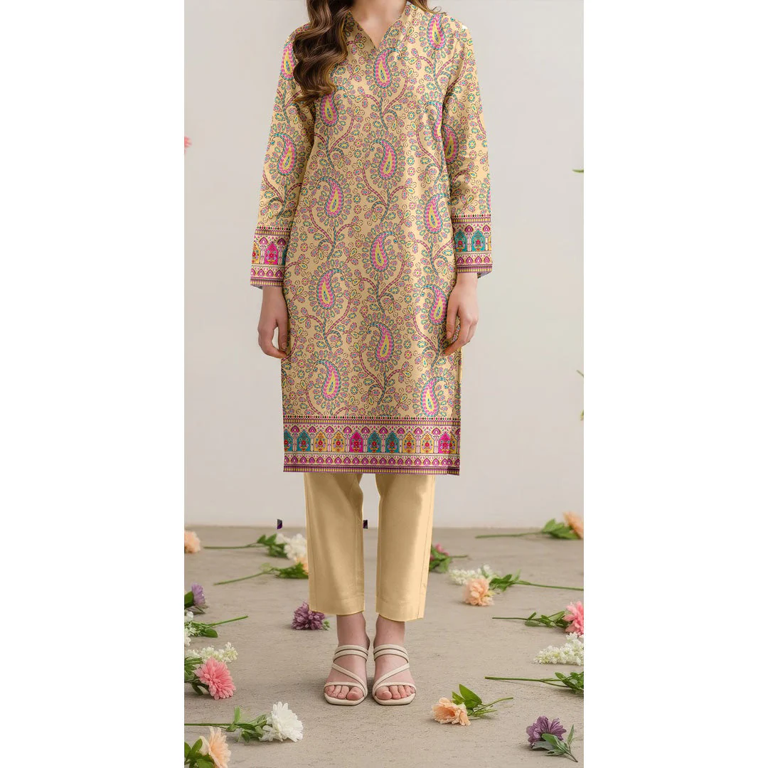 Unstitched Printed Slub Khaddar Shirt UW5012 - Image 2