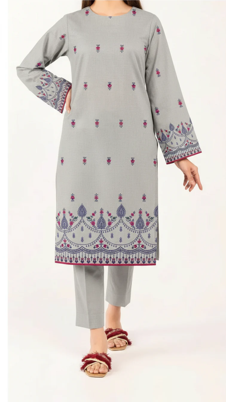 Unstitched Printed Slub Khaddar Shirt UW5013 - Image 2