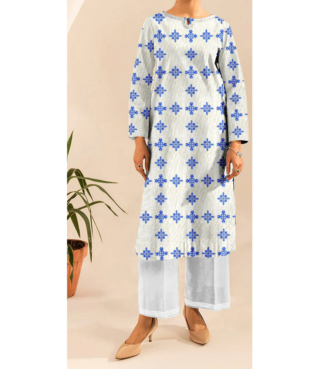 1 PC- Unstitched Printed Slub Khaddar Shirt PW4363