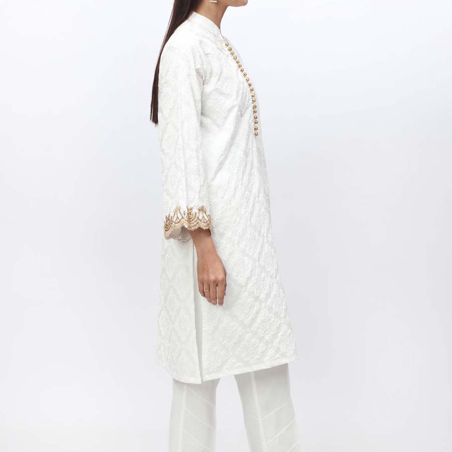 1PC- Embroidered & Puff Printed Cambric Shirt PS4011 - Image 2