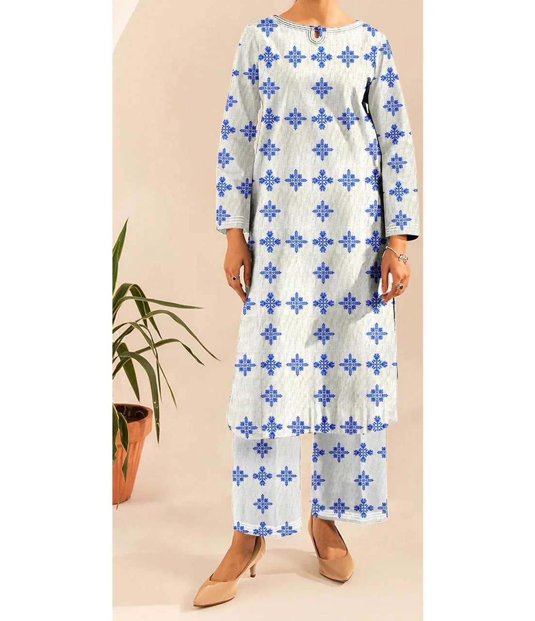 2 PC- Unstitched Printed Slub Khaddar Suit PW4362