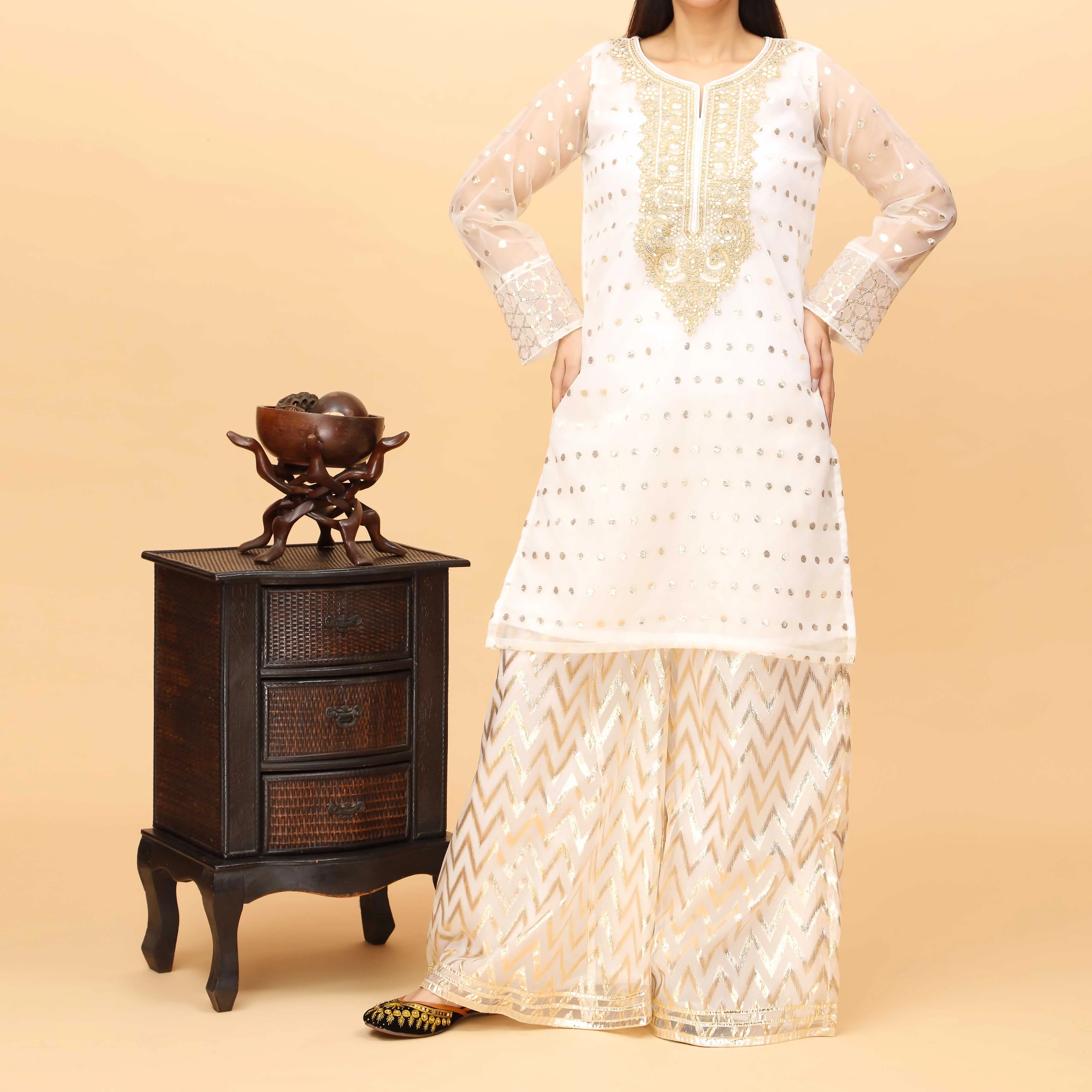 2PC- Embellished Organza Zari Suit PS4229