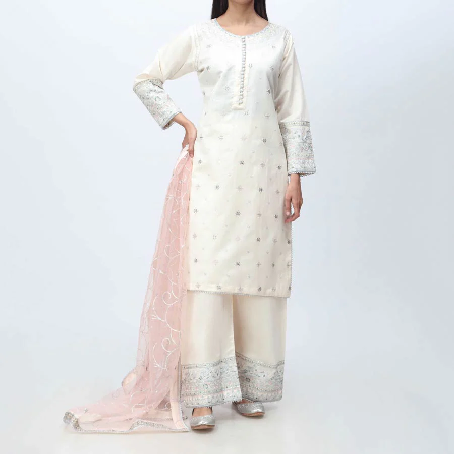 3PC- Embellished Khadi Net Suit PF3055