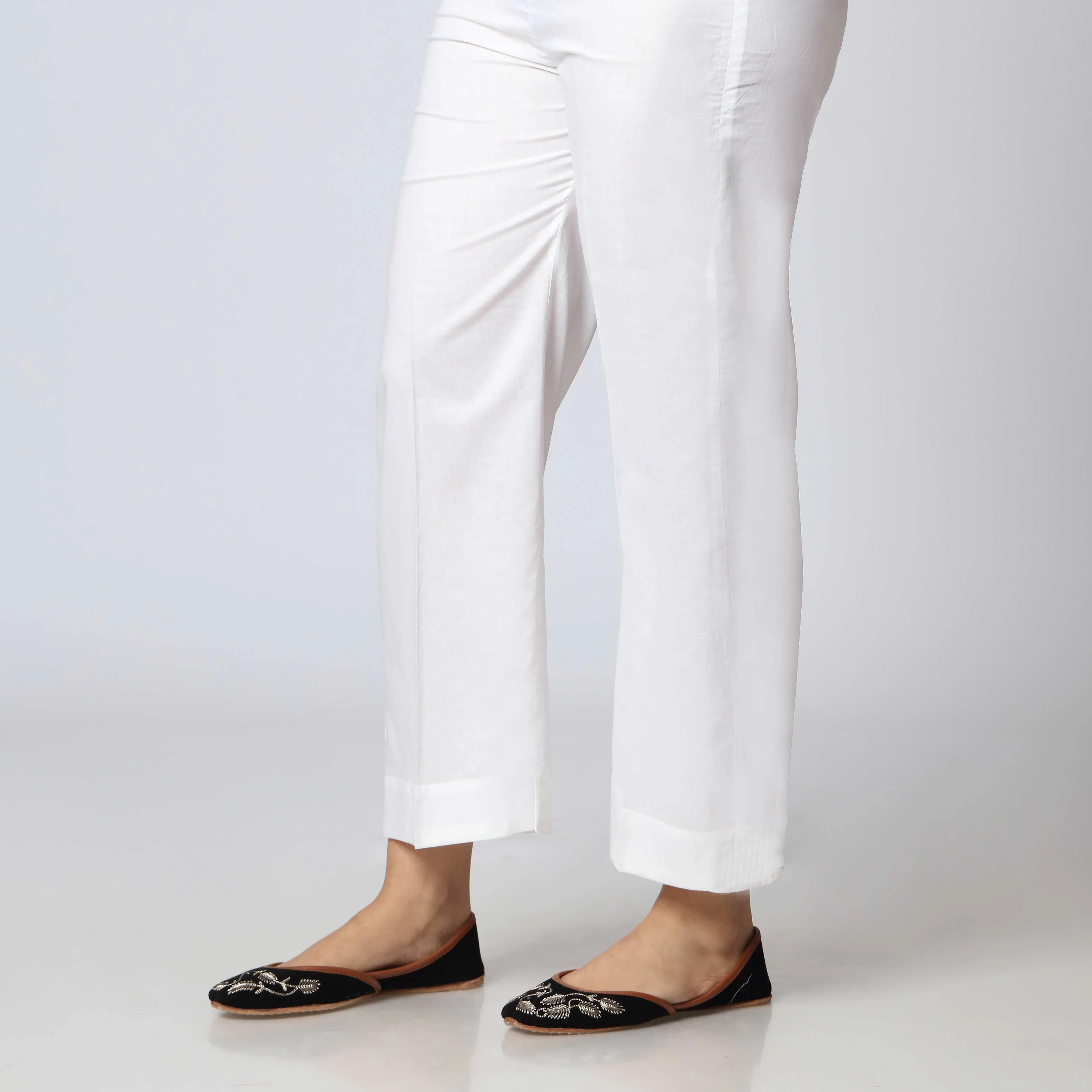 White Cambric Plain Slim Fit Trouser PS3510 - Image 3