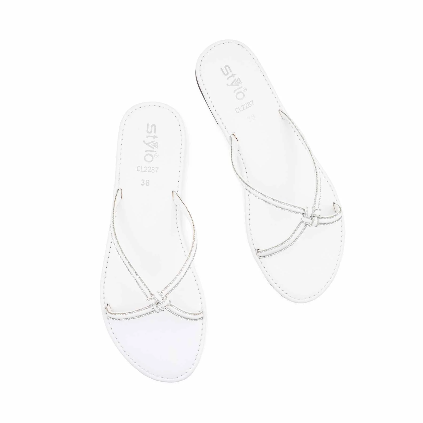 White Casual Chappal For Women CL2287 - Image 5