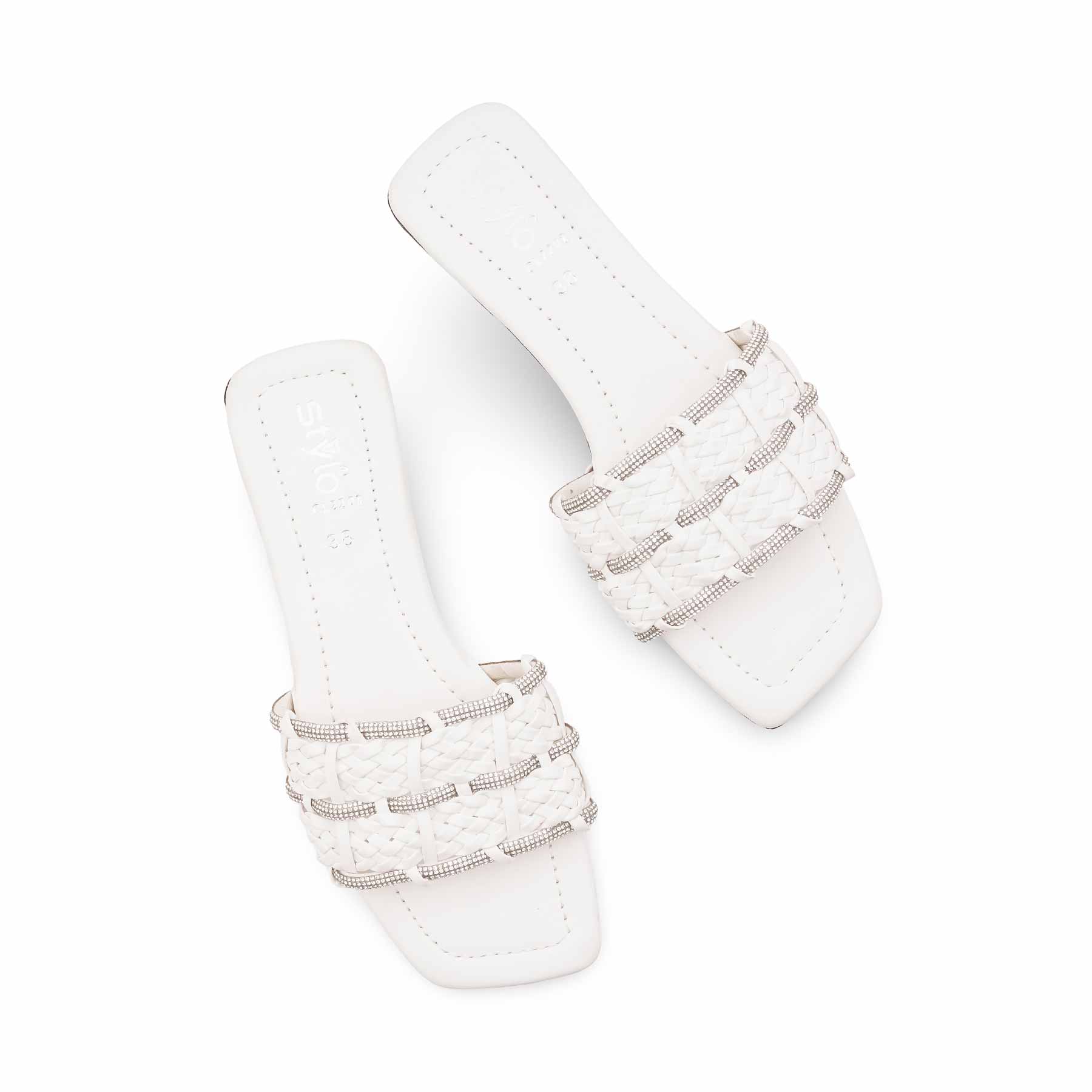 White Casual Slipper For Women CL2201 - Image 5