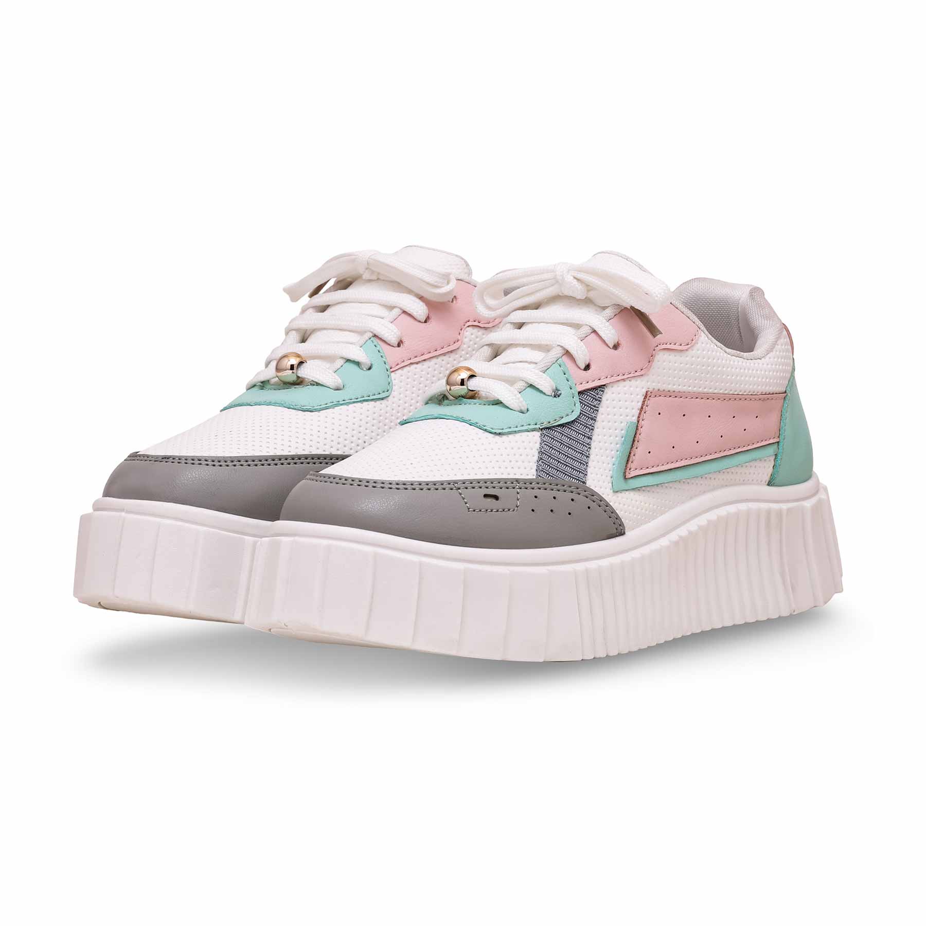 White Casual Sneaker For Women AT7374 - Image 3