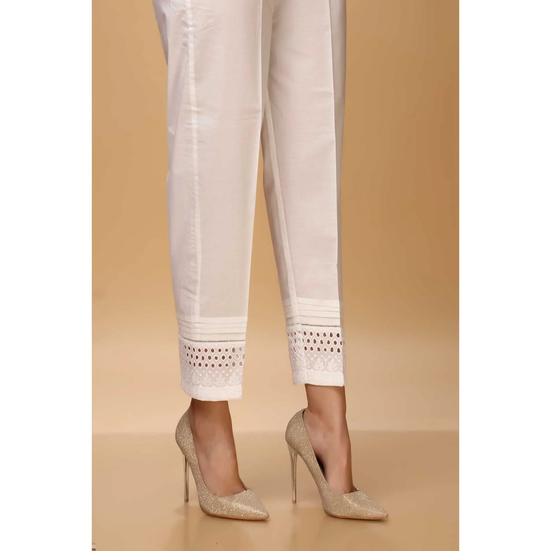 White Color Cambric Straight Pant PW1534 - Image 2