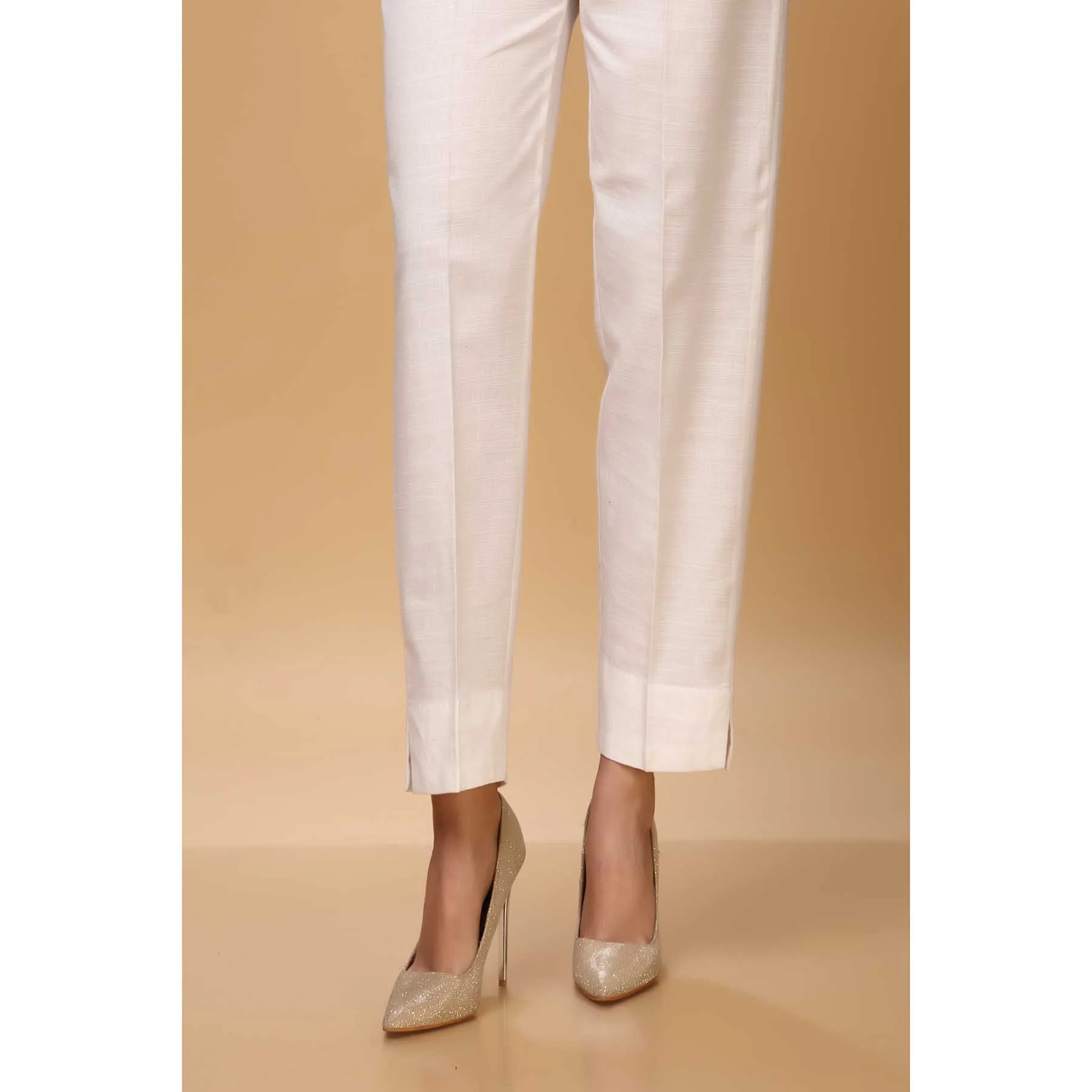 White Color Khaddar Straight Pant PW1538 - Image 2