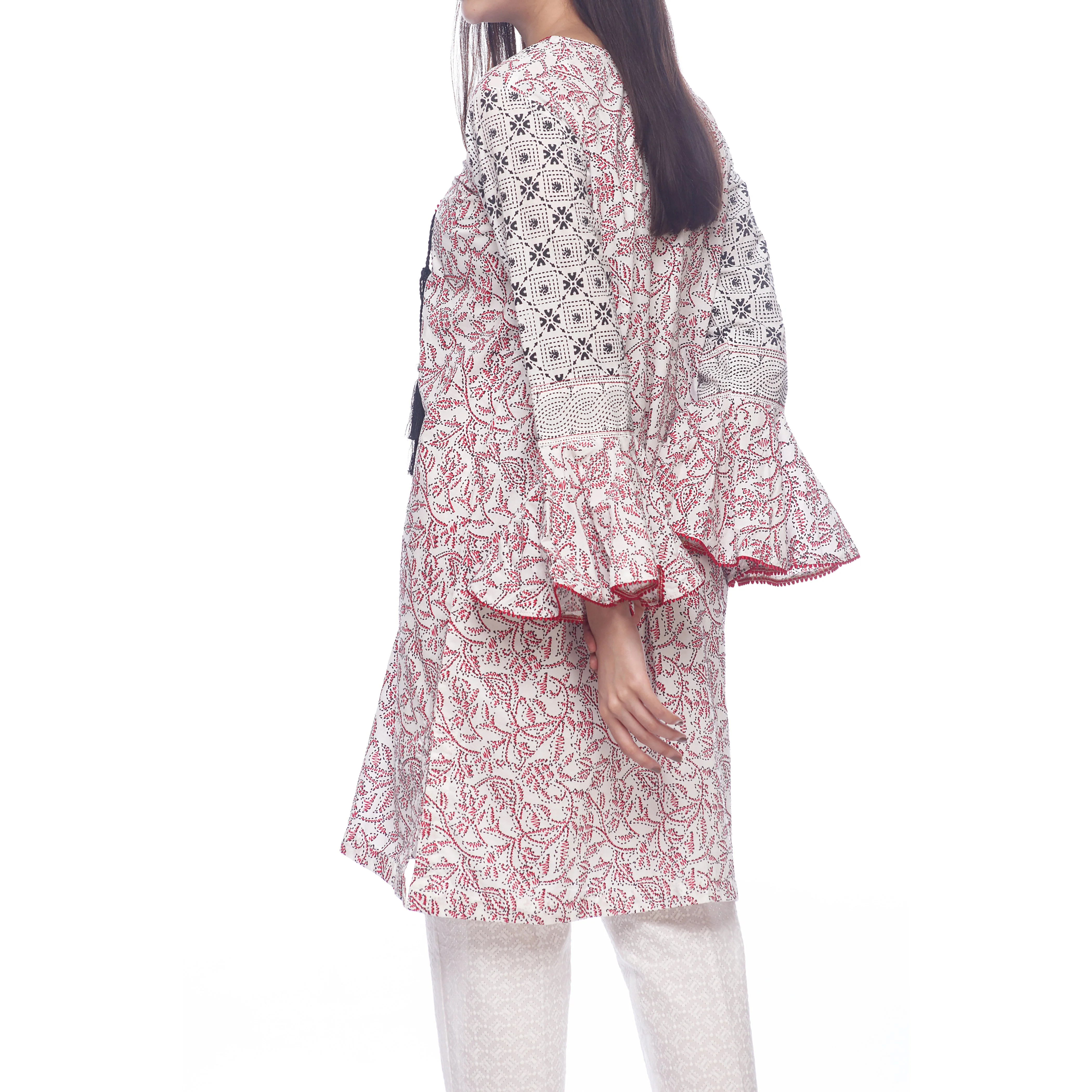 White Printed Lawn Shirt PS2168 - Image 3