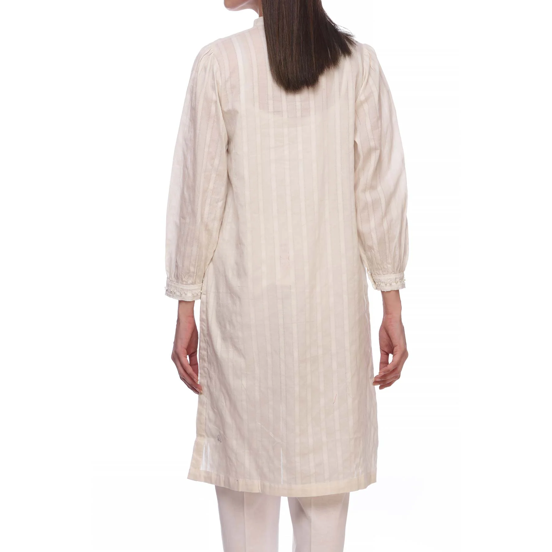 White Color Solid Self Jacquard Shirt PS2113 - Image 3
