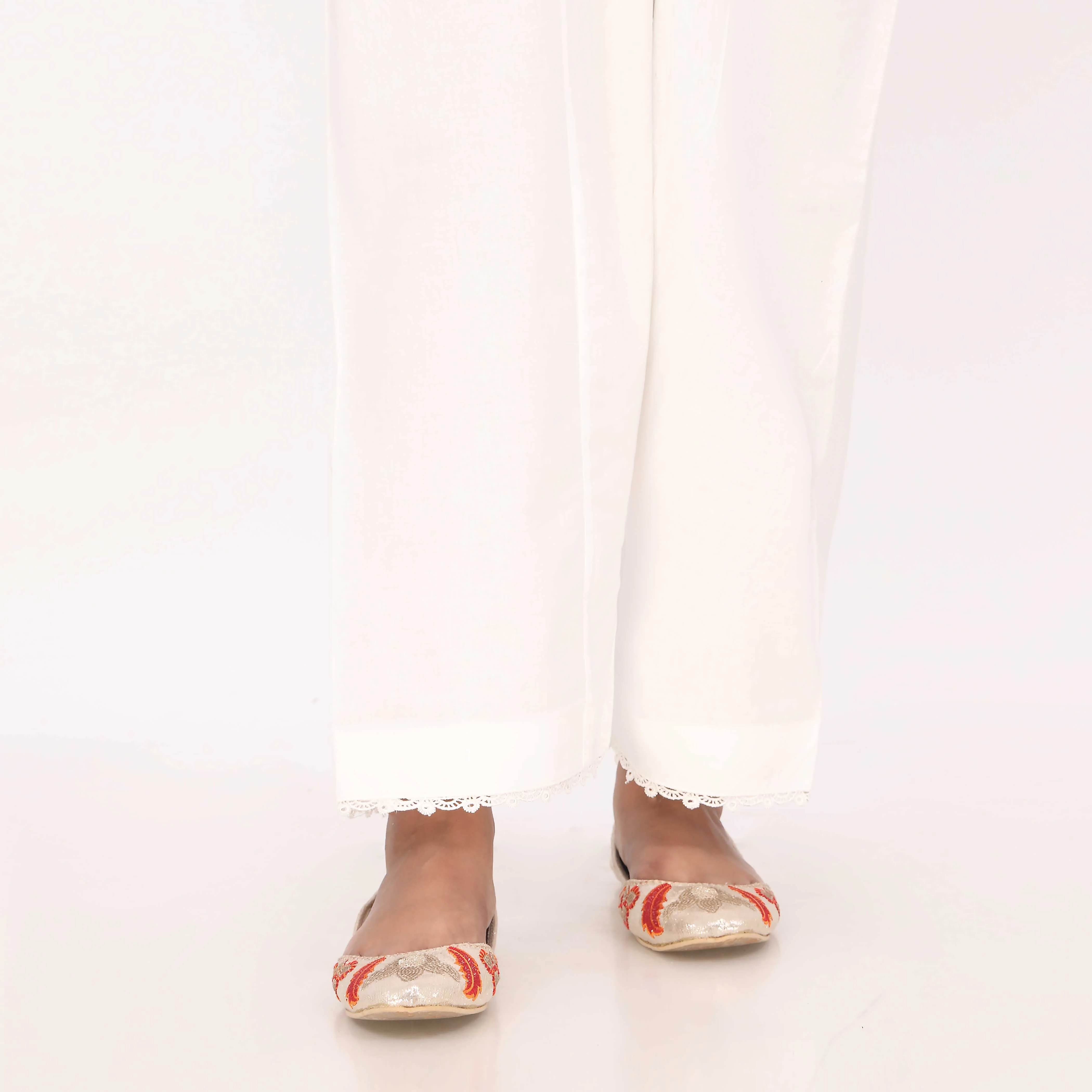 White Cotton Cambric Shalwar PL5134 - Image 2
