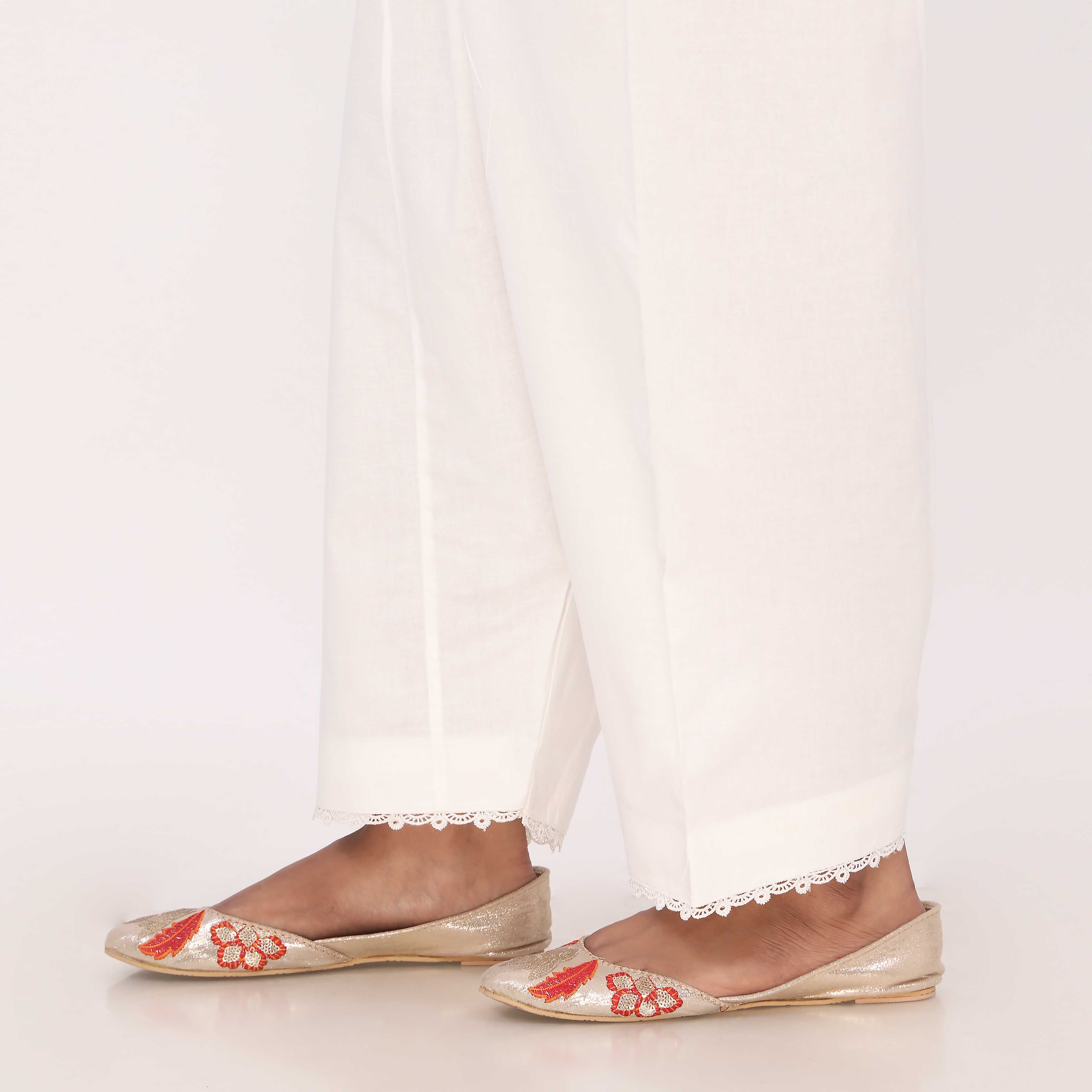 White Cotton Cambric Shalwar PL5134 - Image 3