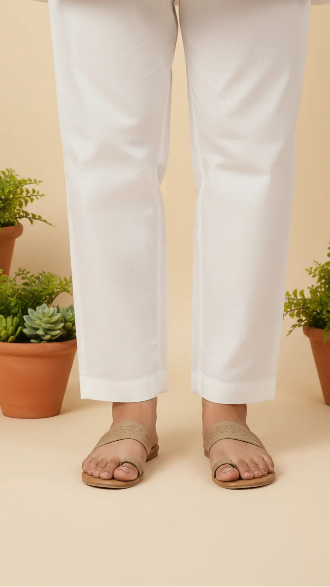 White Cotton Cambric Trouser PL5118