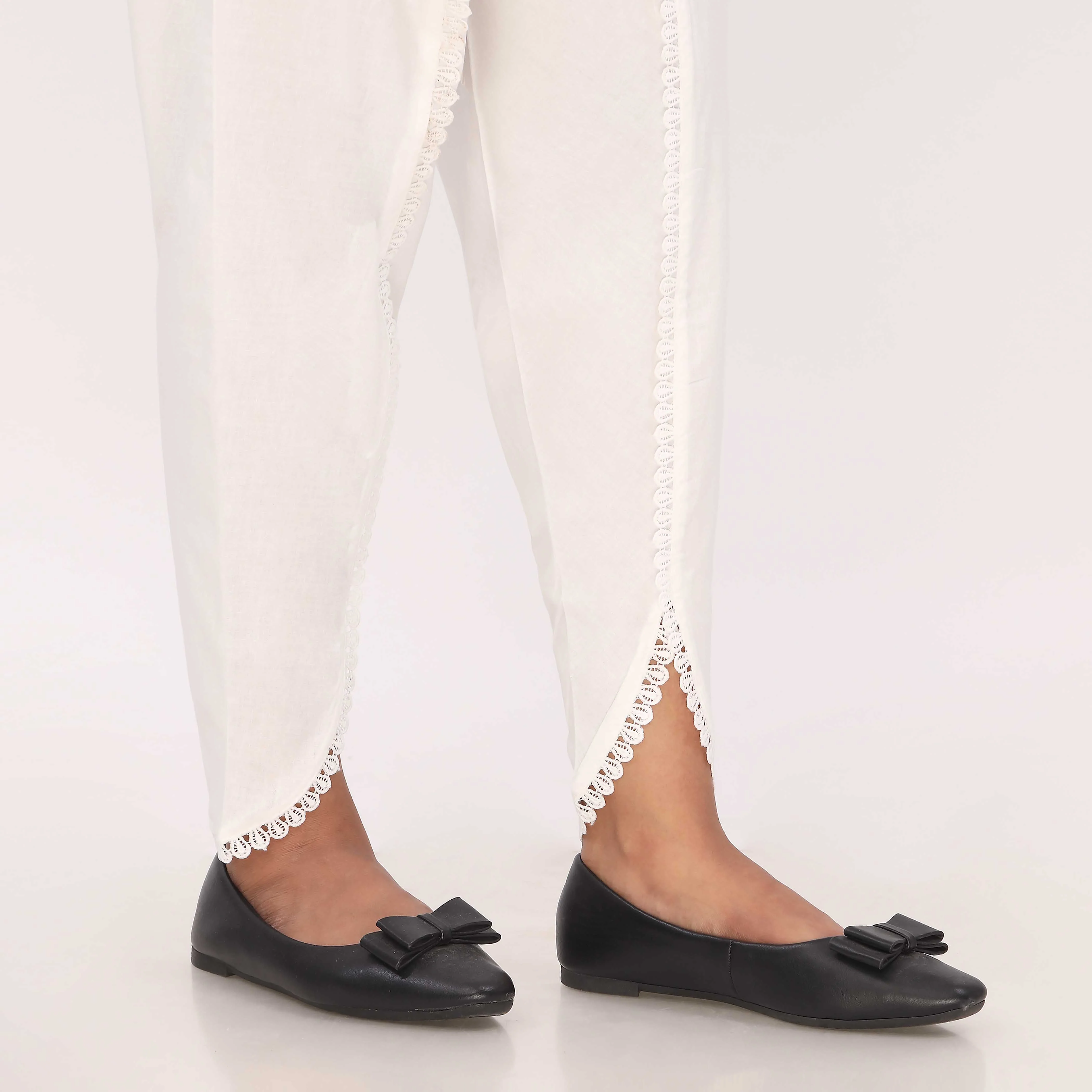 White Cotton Cambric Tulip Shalwar PL5129 - Image 4