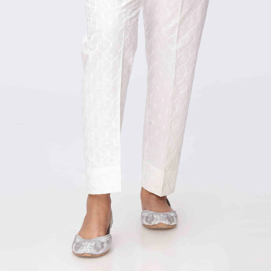 White Embroidered Cambric Trouser PS3565 - Image 2