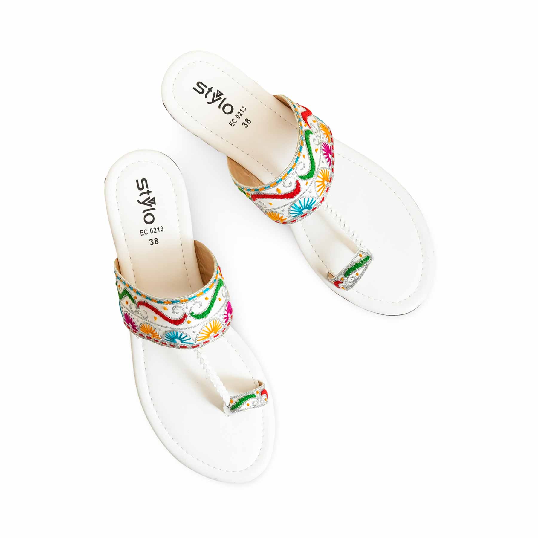 White Ethnic Chappal EC0213 - Image 5
