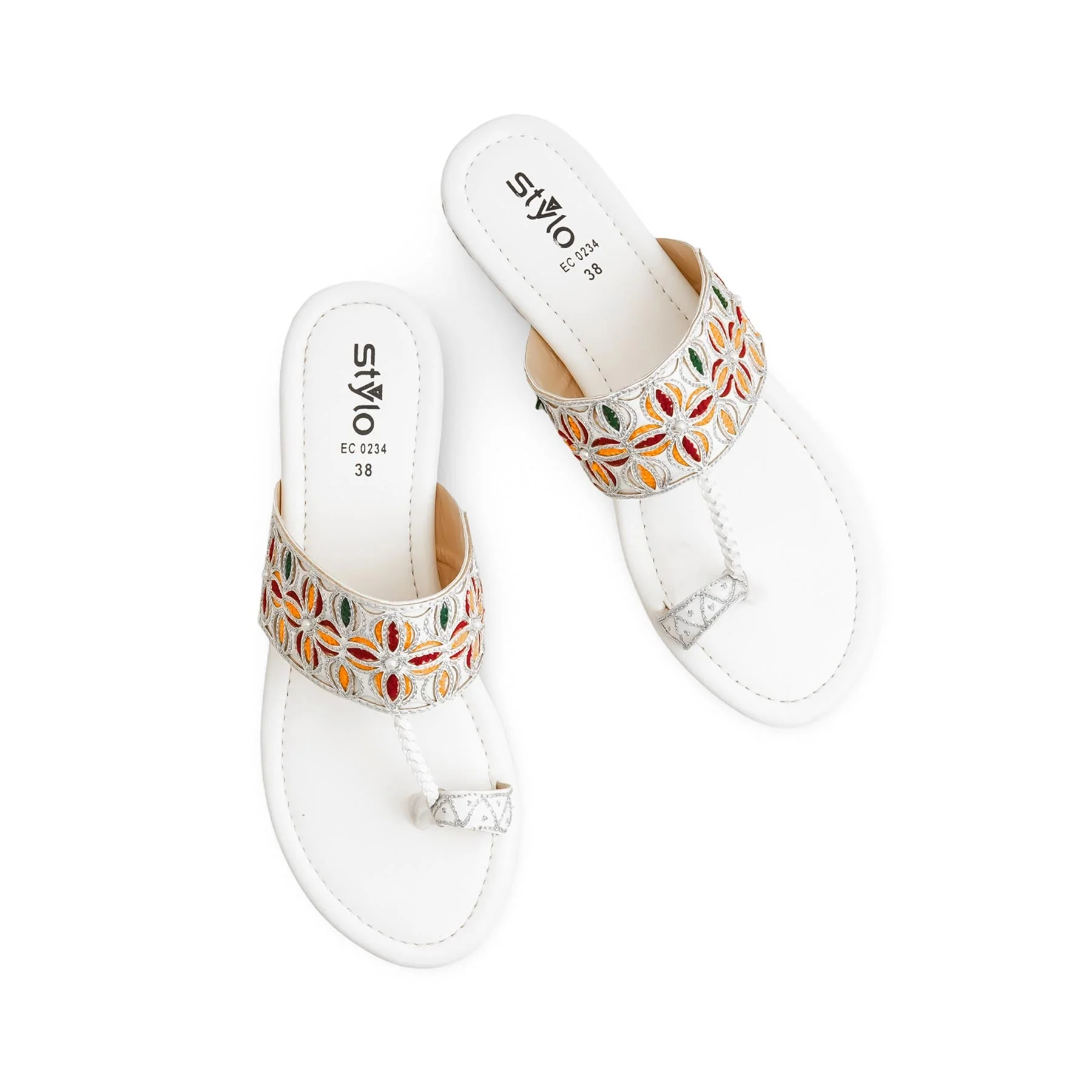White Ethnic Chappal EC0234 - Image 5