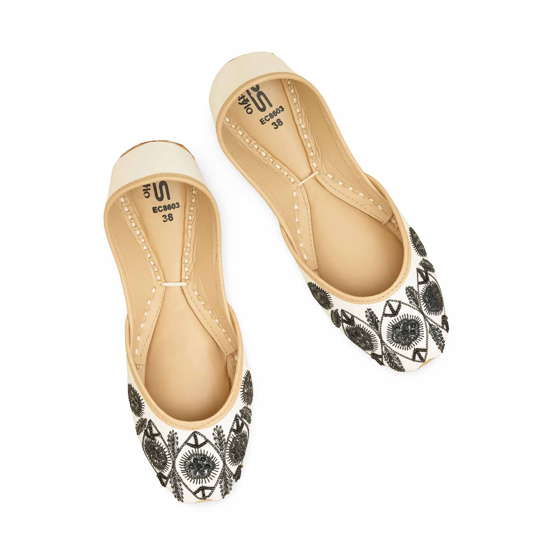 White Ethnic Khussa For Ladies EC8603 - Image 5