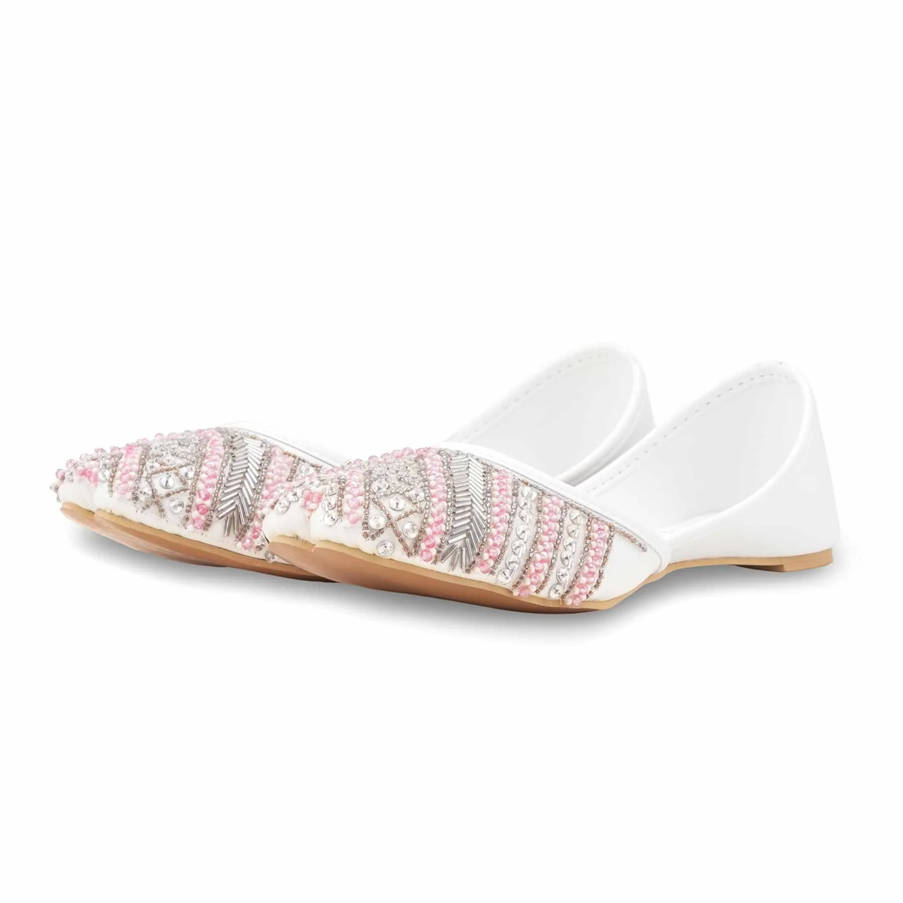 White Ethnic Khussa For Women EC8608 - Image 4