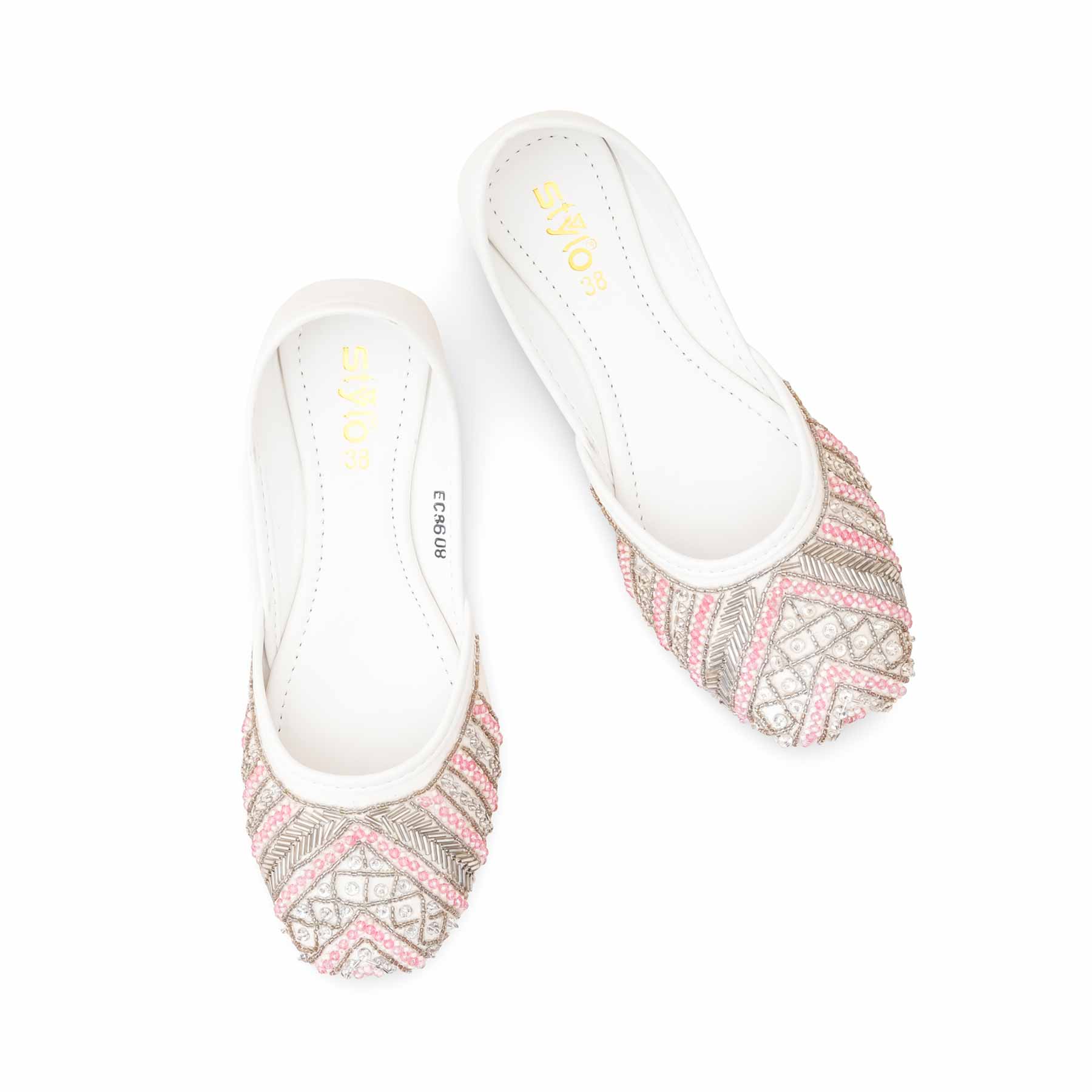 White Ethnic Khussa For Women EC8608 - Image 6