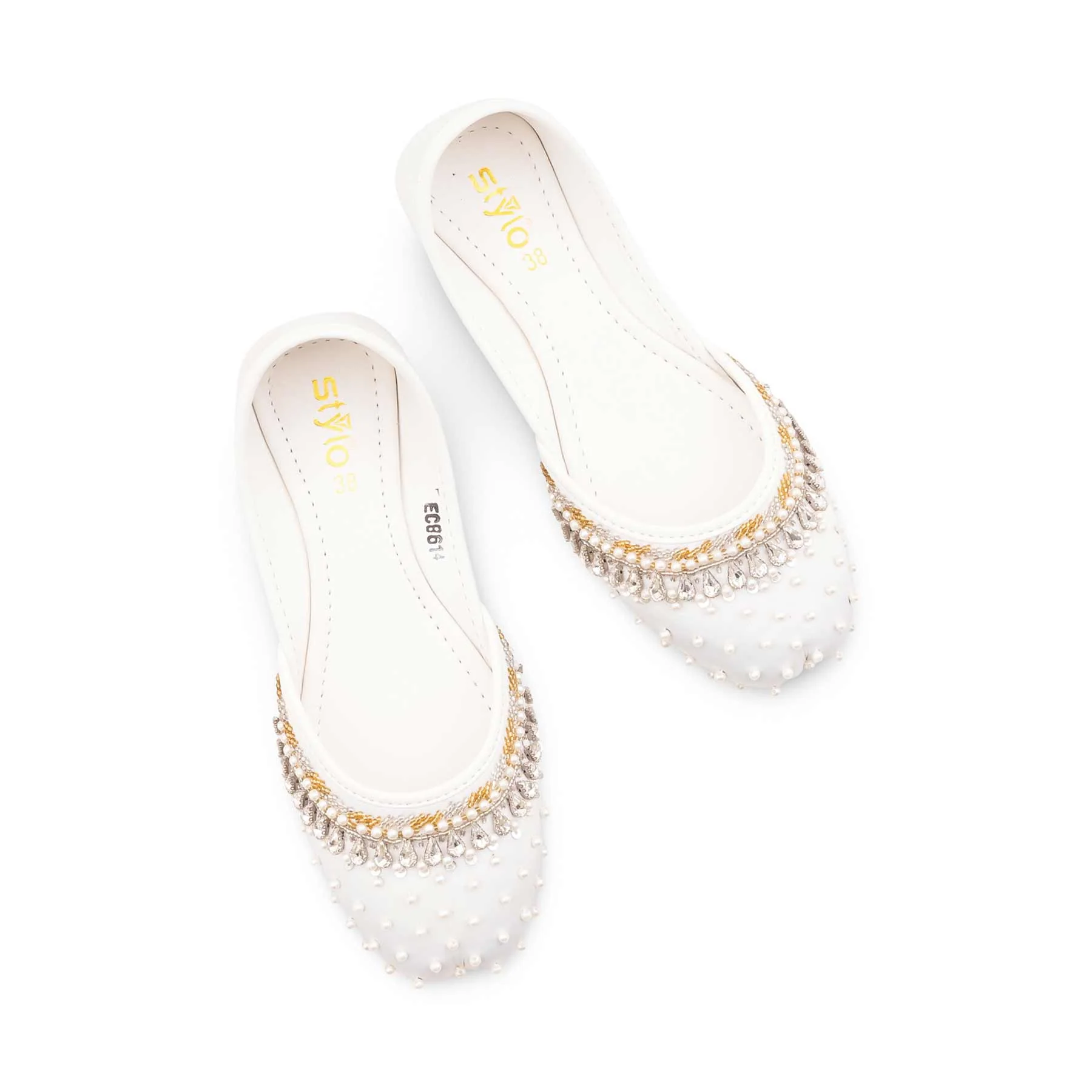 White Fancy Khussa For Ladies EC8614 - Image 6