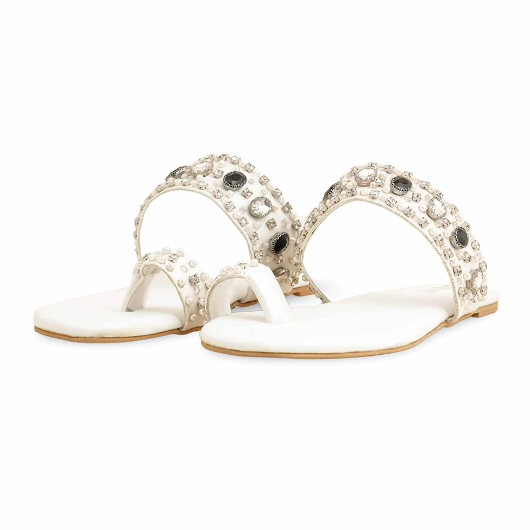 White Fancy Women Chappal EC0220 - Image 3