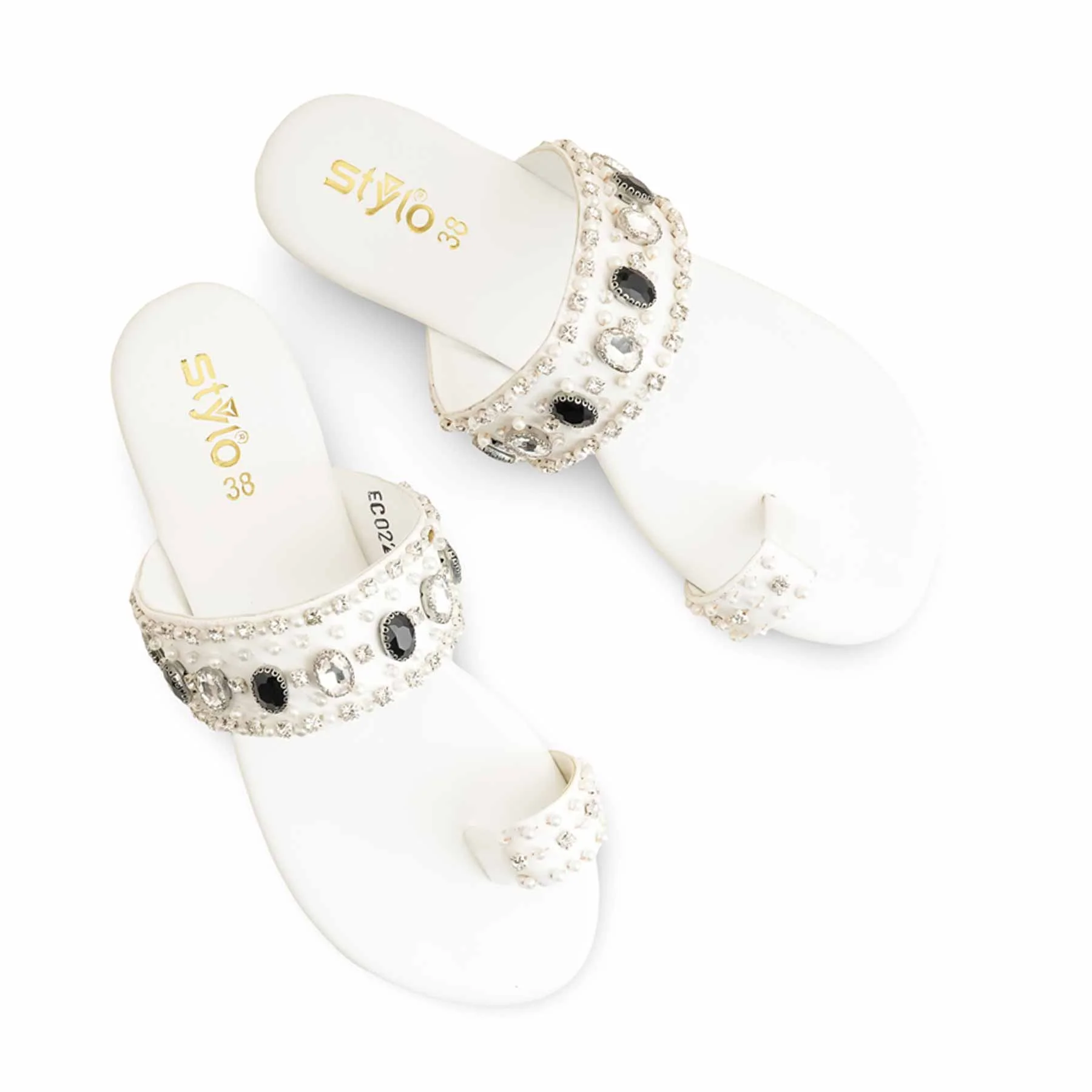 White Fancy Women Chappal EC0220 - Image 5