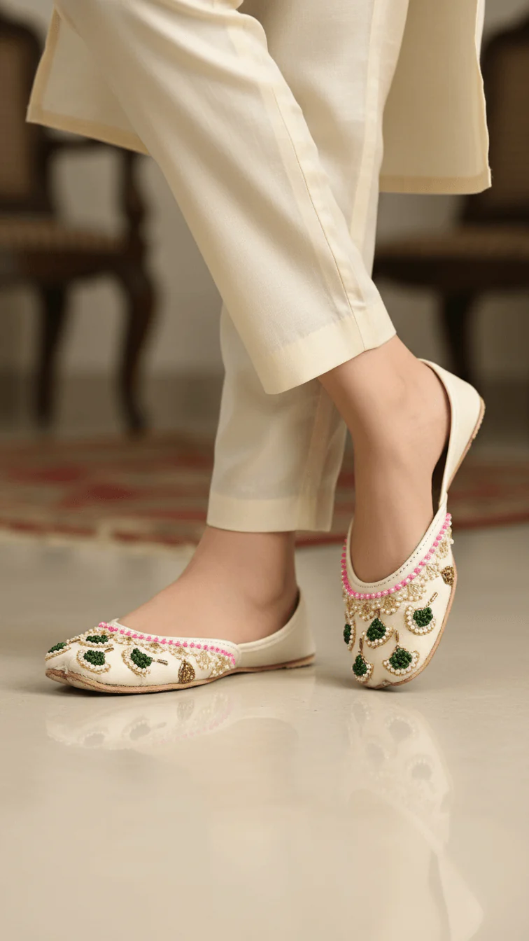 White Fancy Women Khussa EC8556