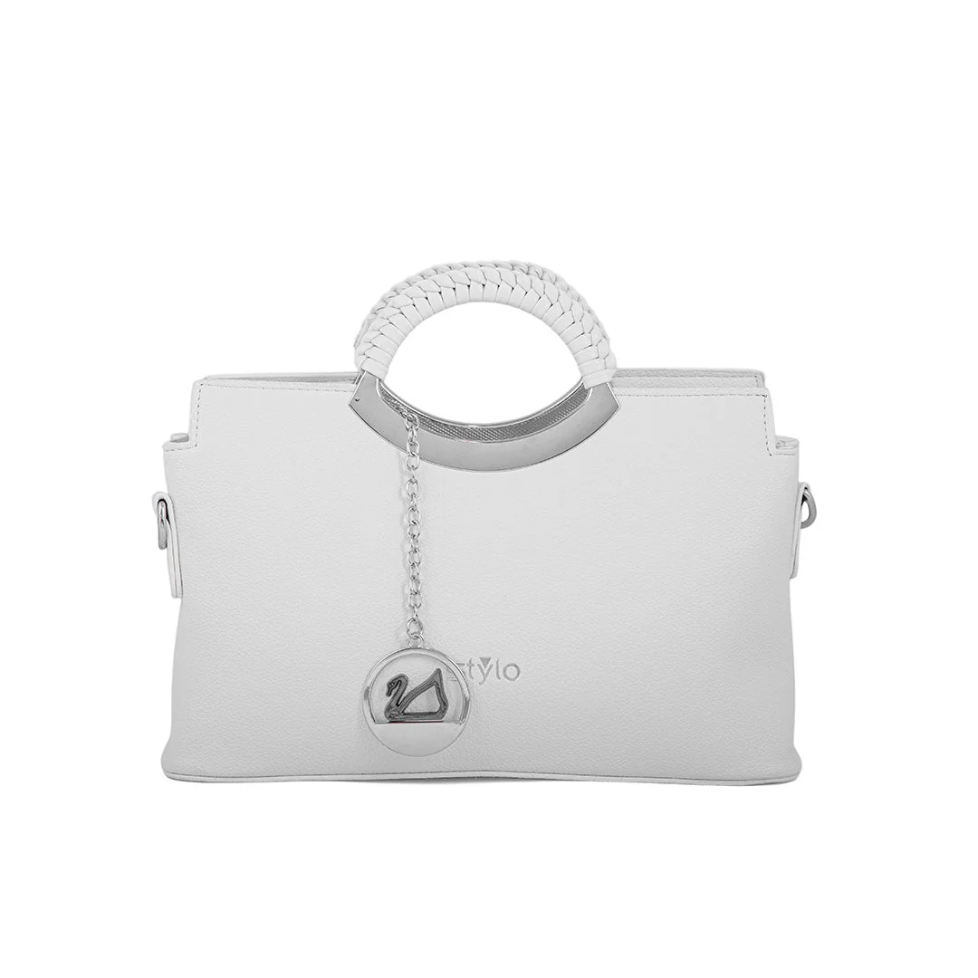 White Formal Hand Bag For Women P36165 - Image 2