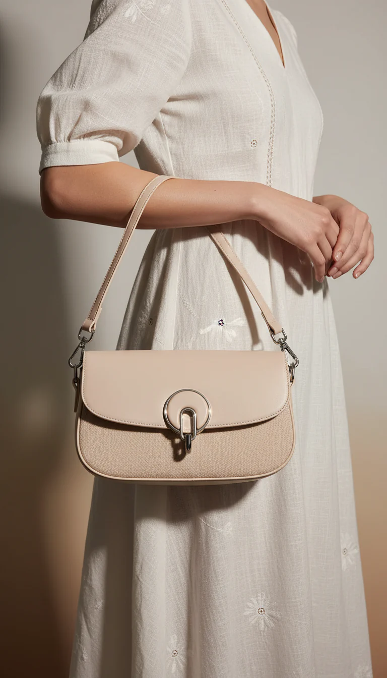 White Formal Shoulder Bag For Women P36457