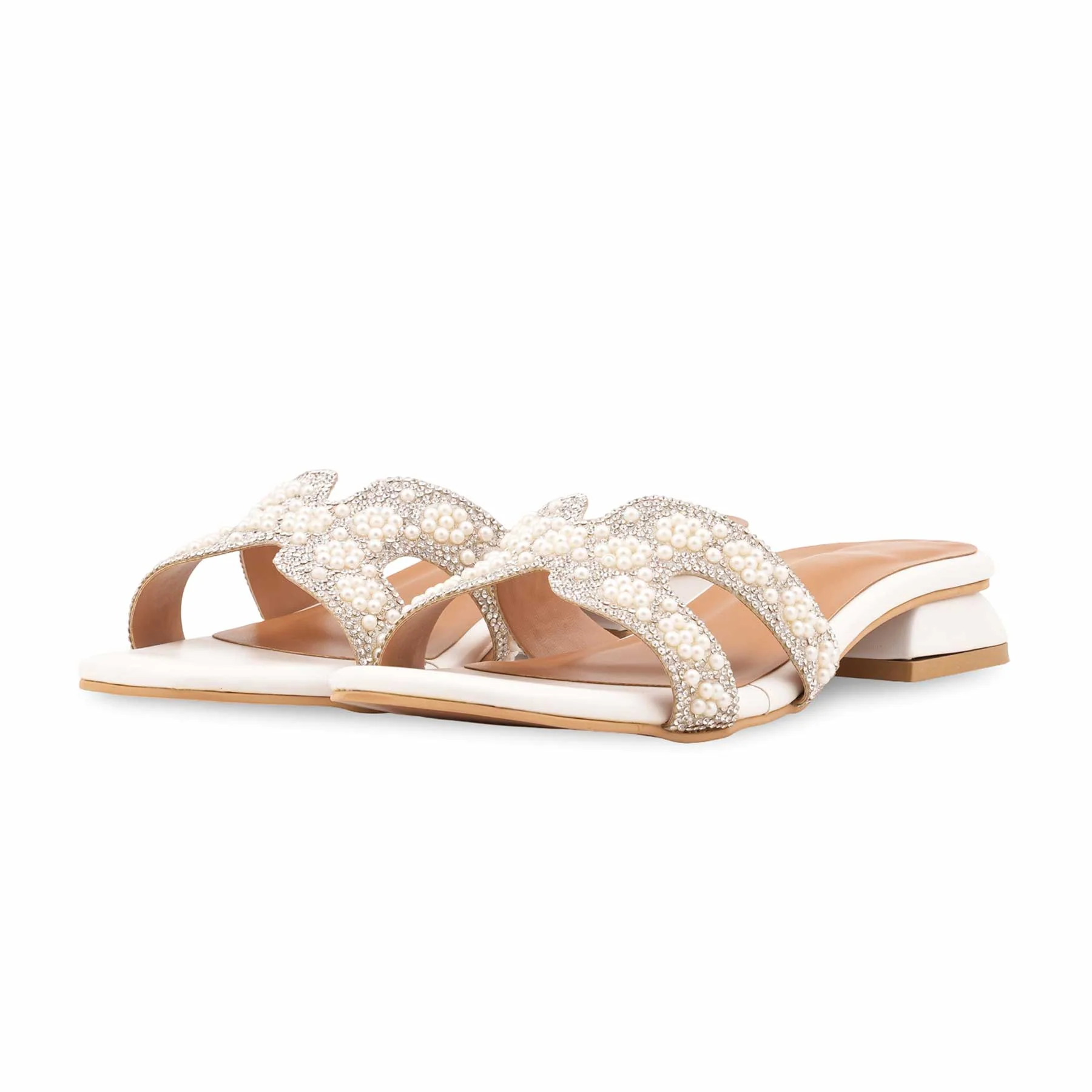 White Formal Slipper For Ladies FR8477 - Image 3
