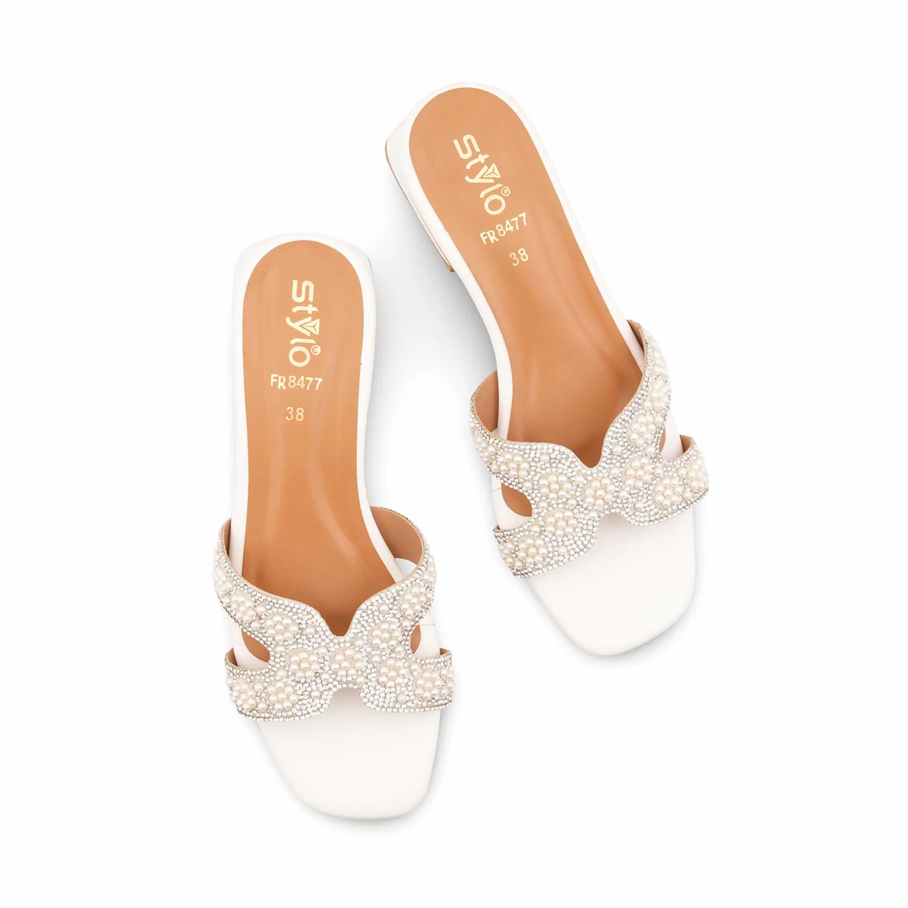 White Formal Slipper For Ladies FR8477 - Image 5