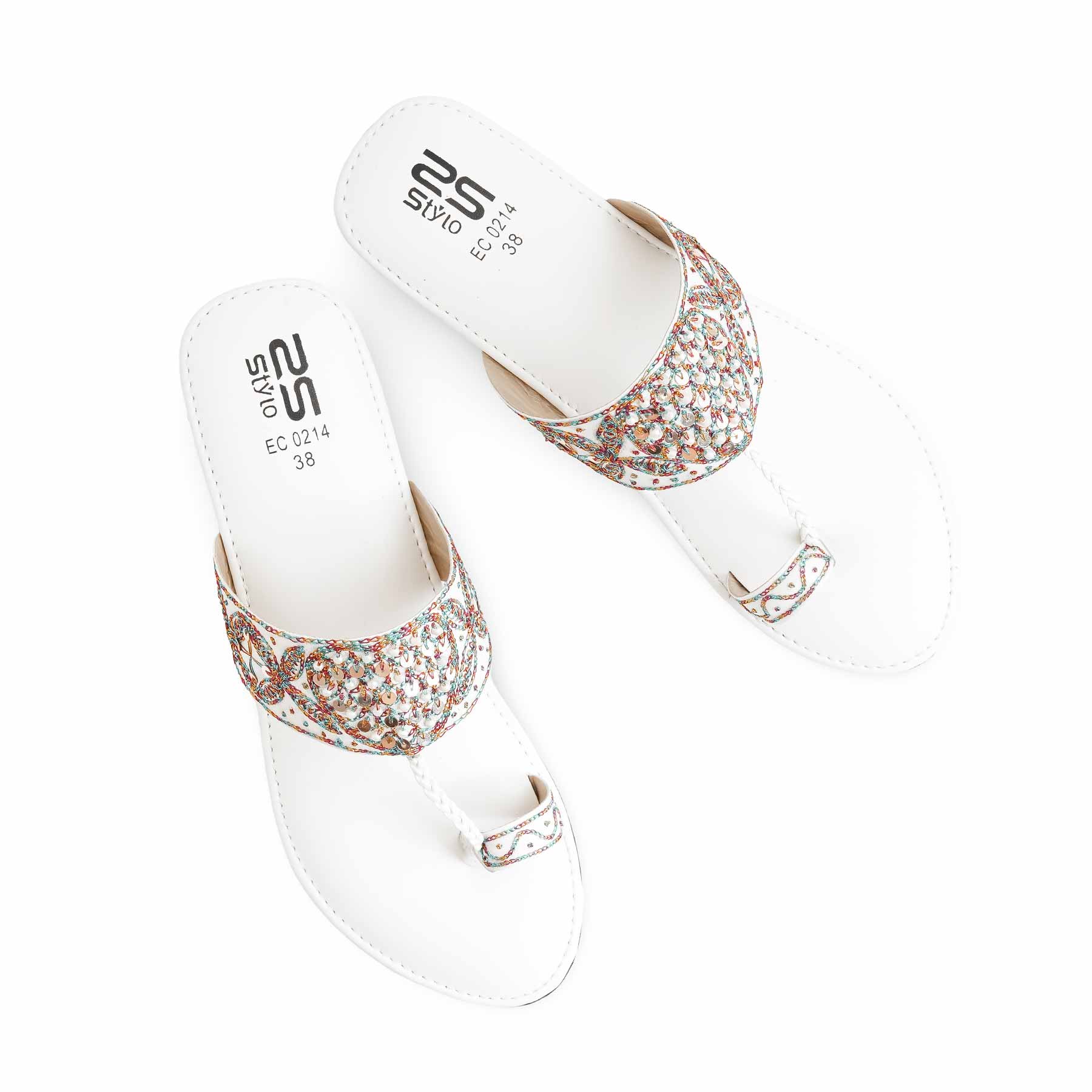 White Formal Women Chappal EC0214 - Image 5