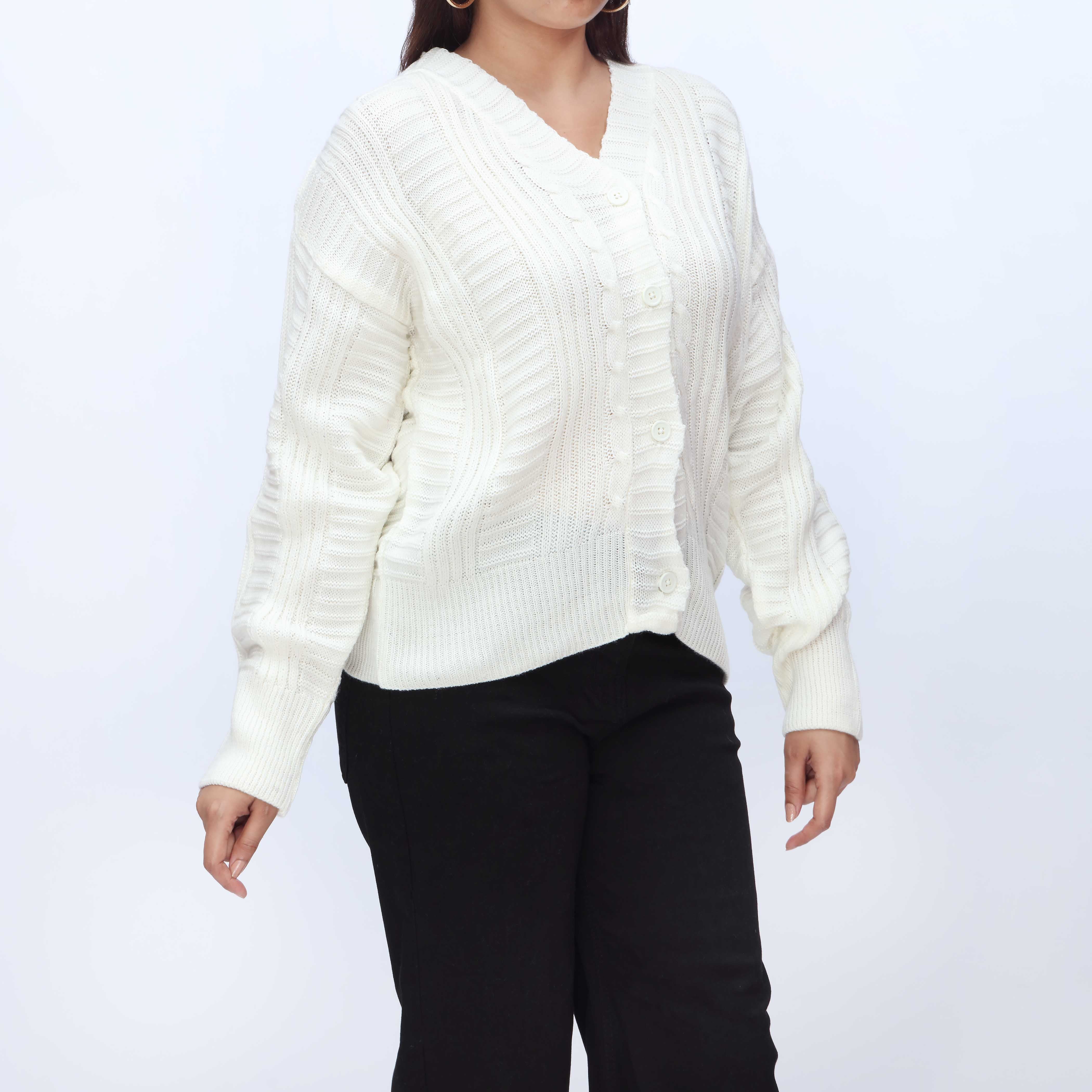 White Mid Length Cardigan PW3912 - Image 2