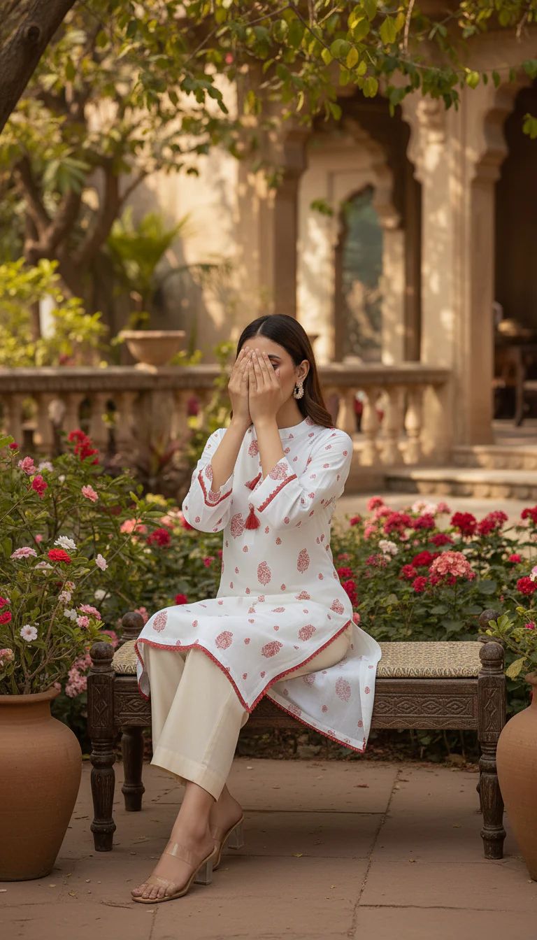 White Printed Lawn Shirt PS6105