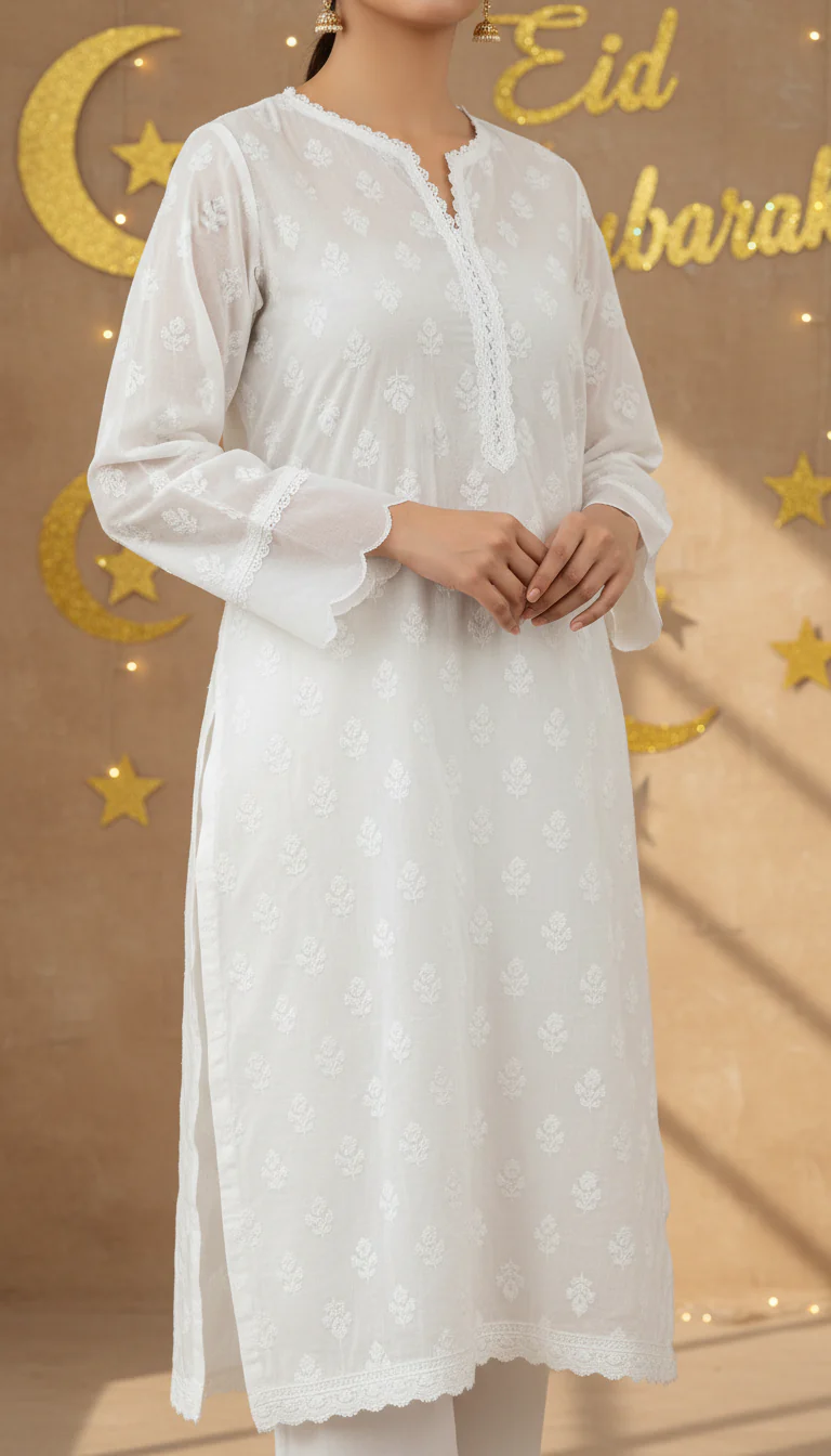 White Printed Lawn Shirt PS6107 - Image 2