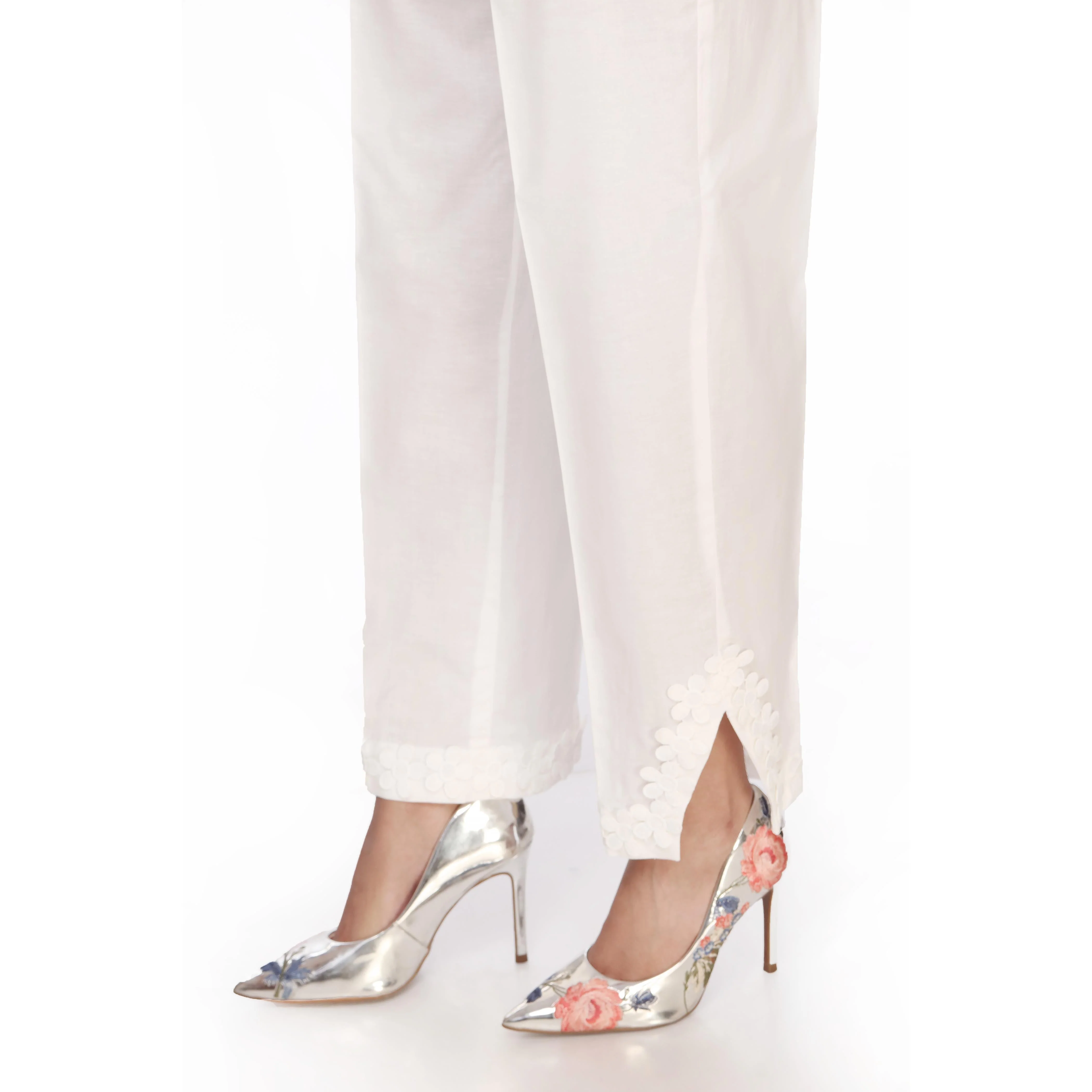 White Regular Fit Cambric Trousers PS2553 - Image 2