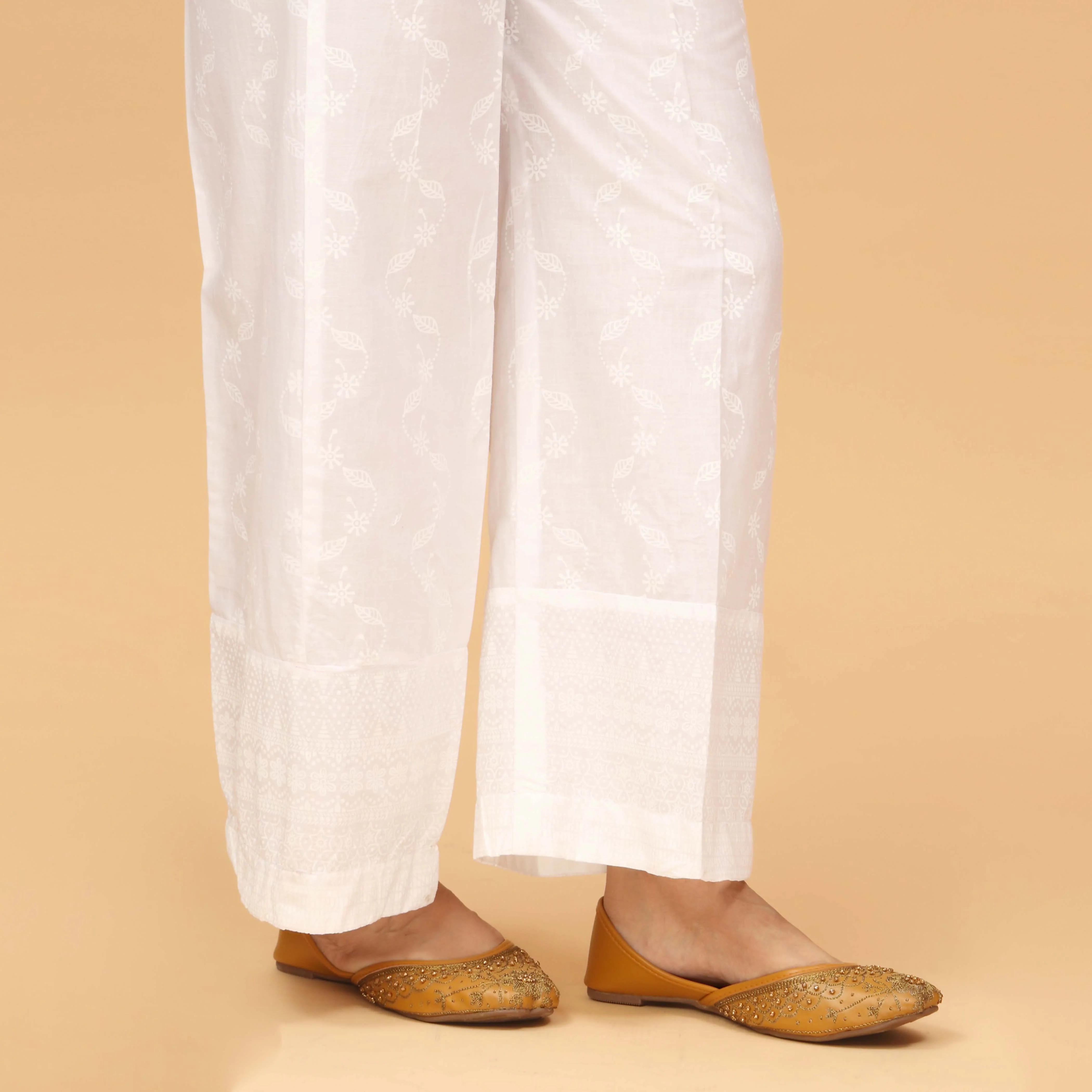 White Screen Printed Cambric Trouser PS4509 - Image 2