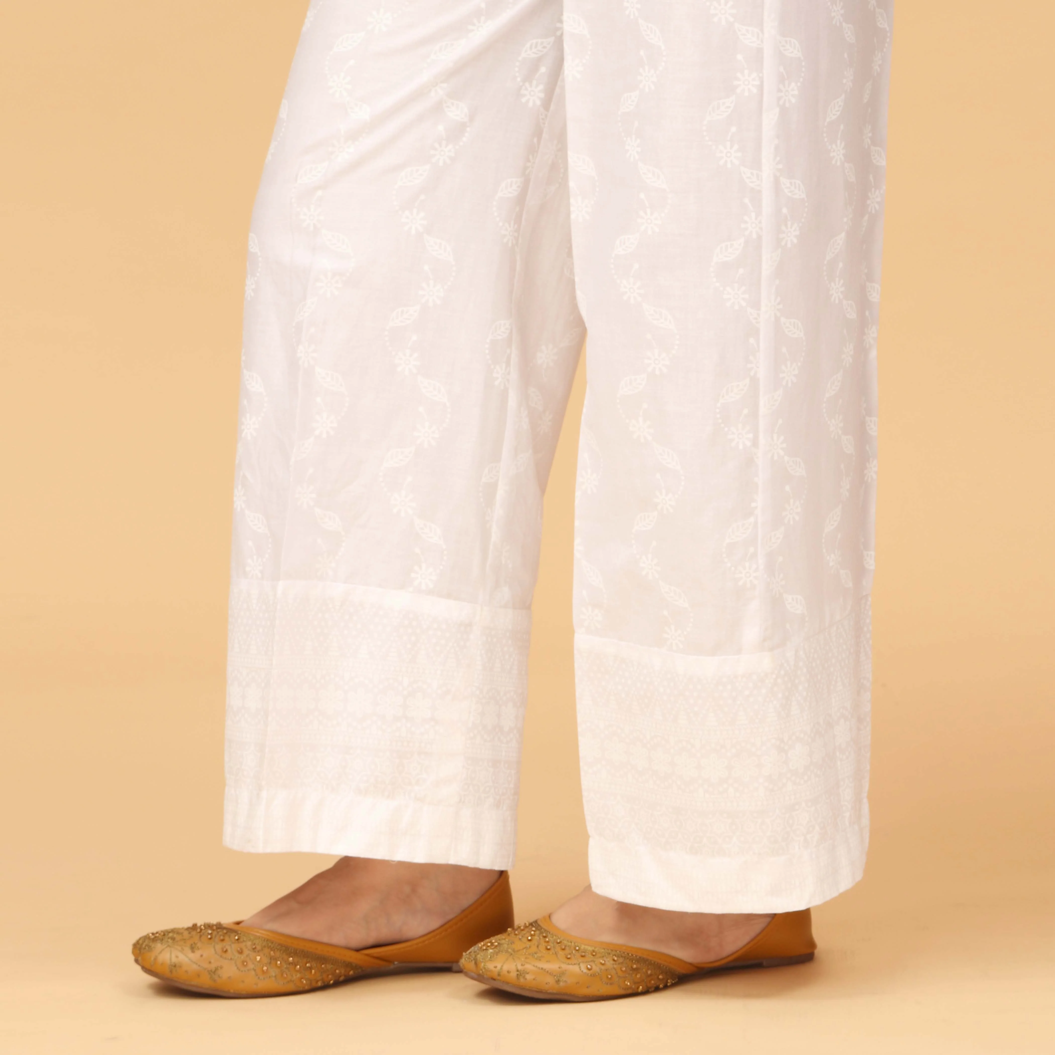 White Screen Printed Cambric Trouser PS4509 - Image 3
