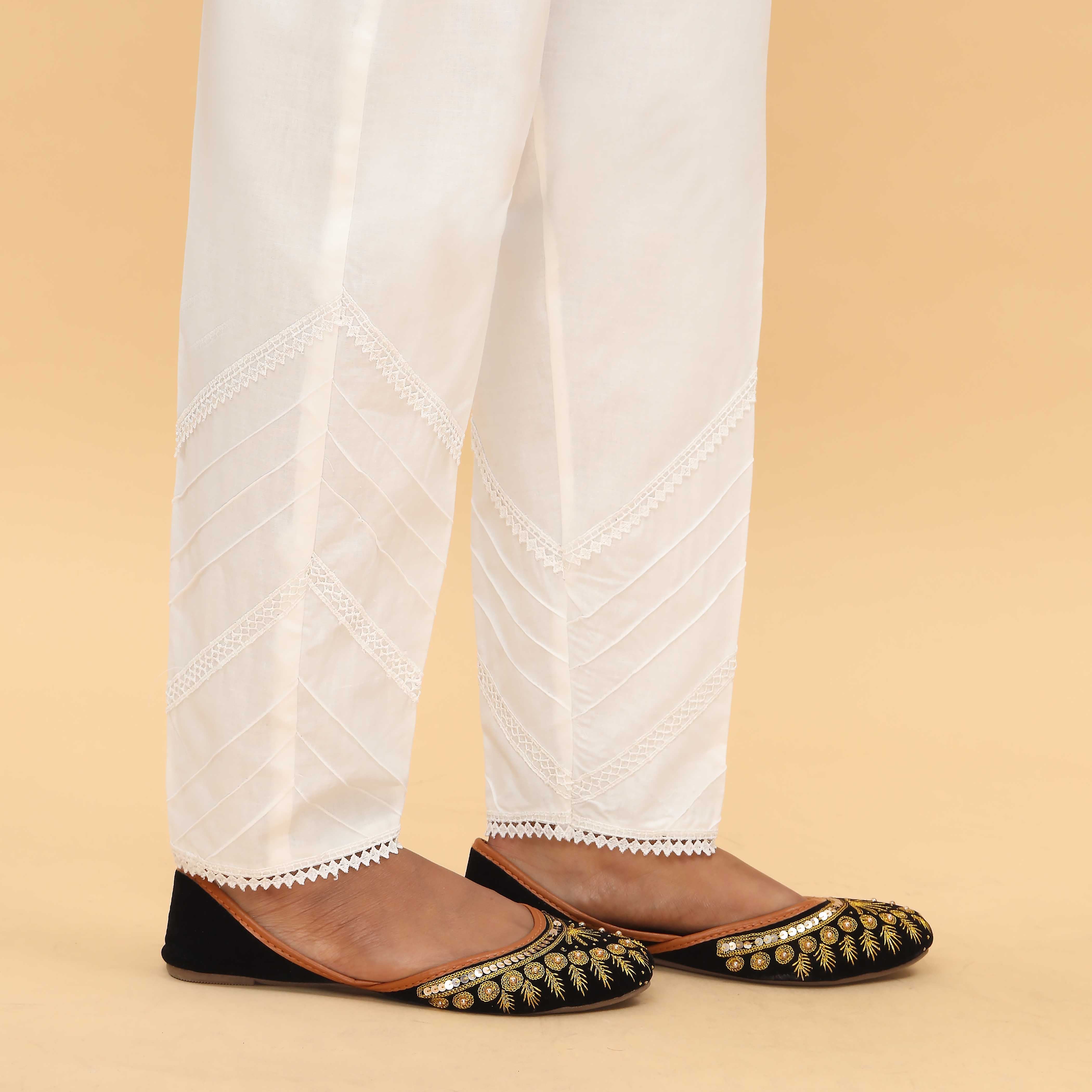 White Slim Fit Embellished Trouser PS4578 - Image 3