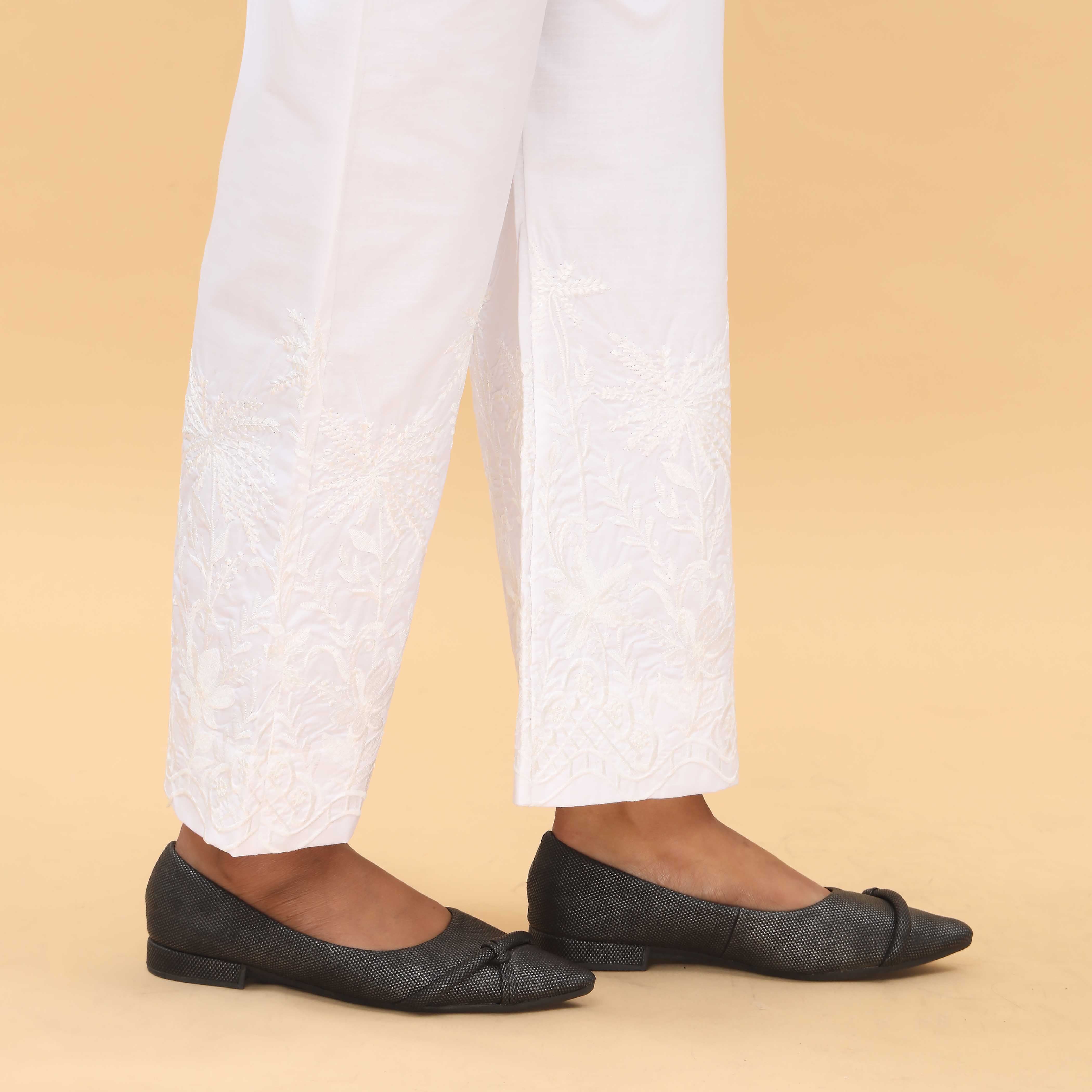 White Slim Fit Plain Trouser PL4072 - Image 3