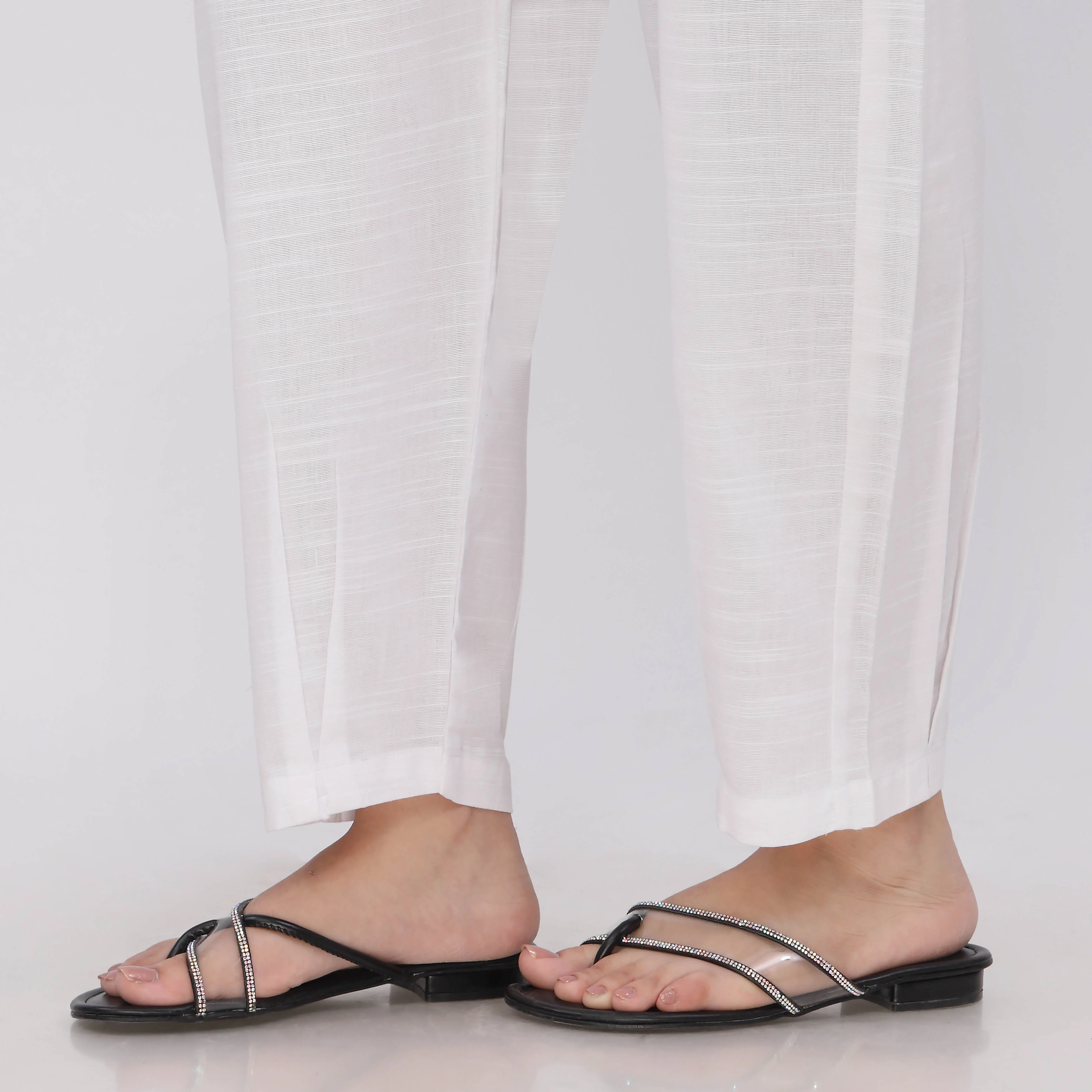 White Slub Khader Ballon Pants PL5138 - Image 3