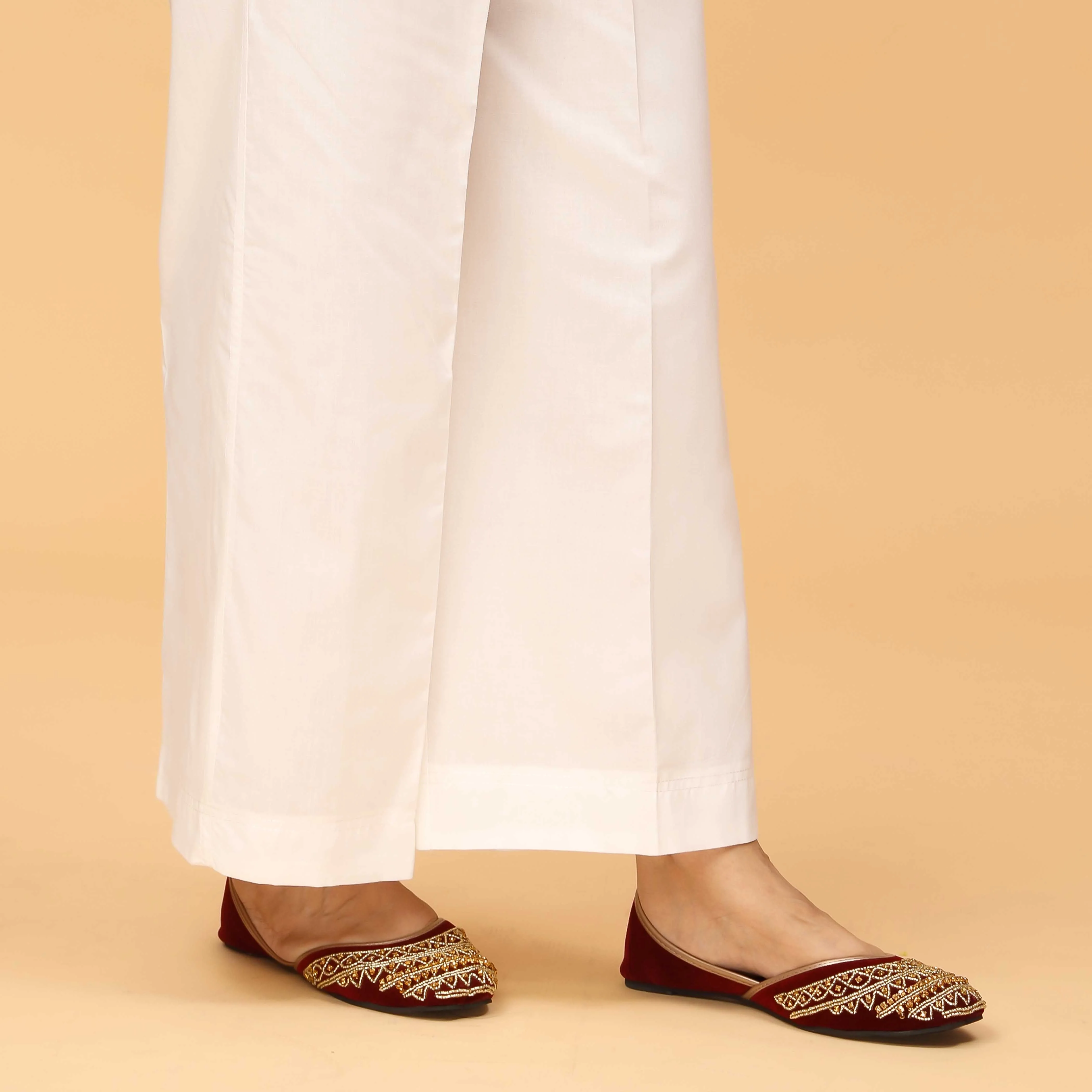 White Straight Fit Embellished Cambric Trouser PS4573 - Image 2