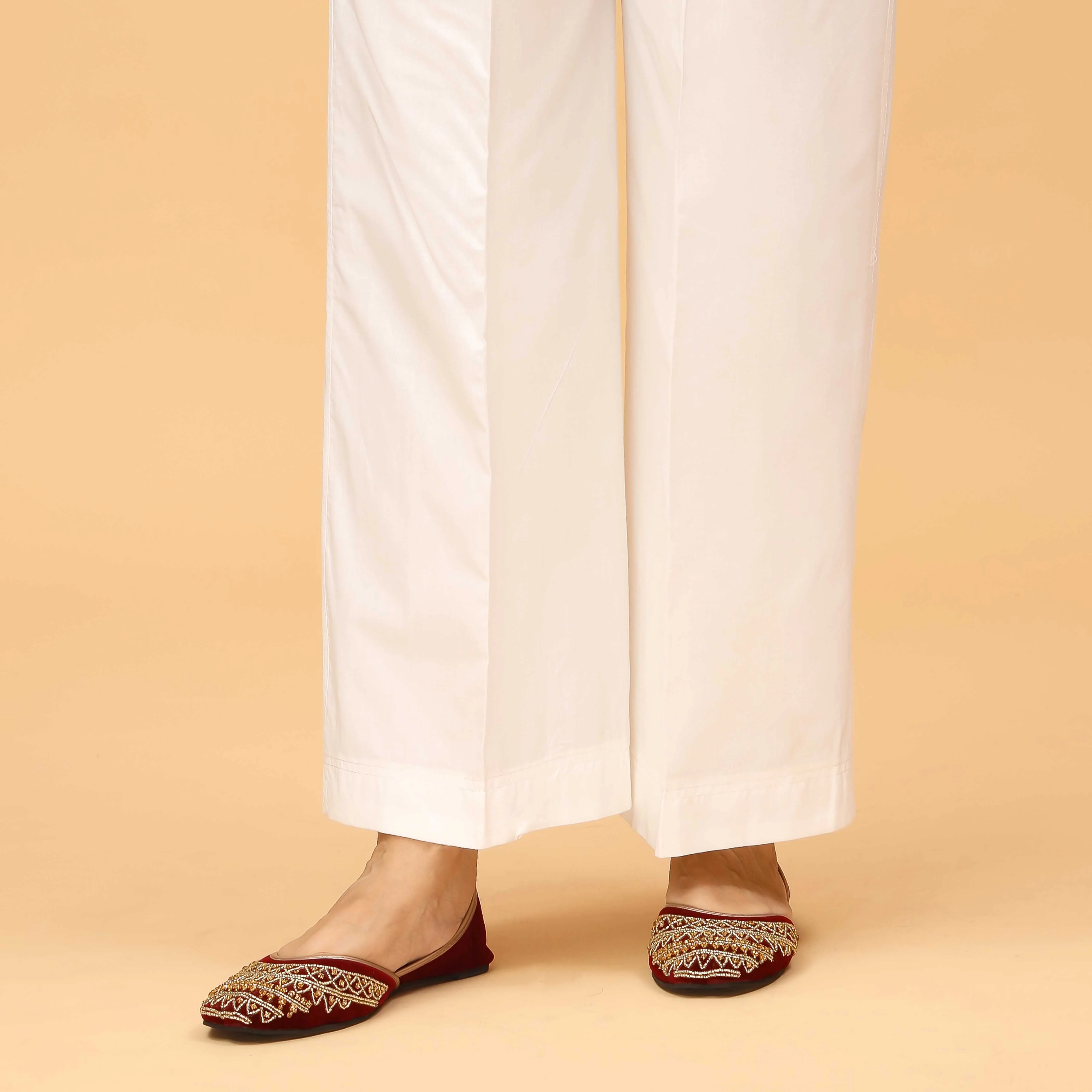 White Straight Fit Embellished Cambric Trouser PS4573 - Image 3