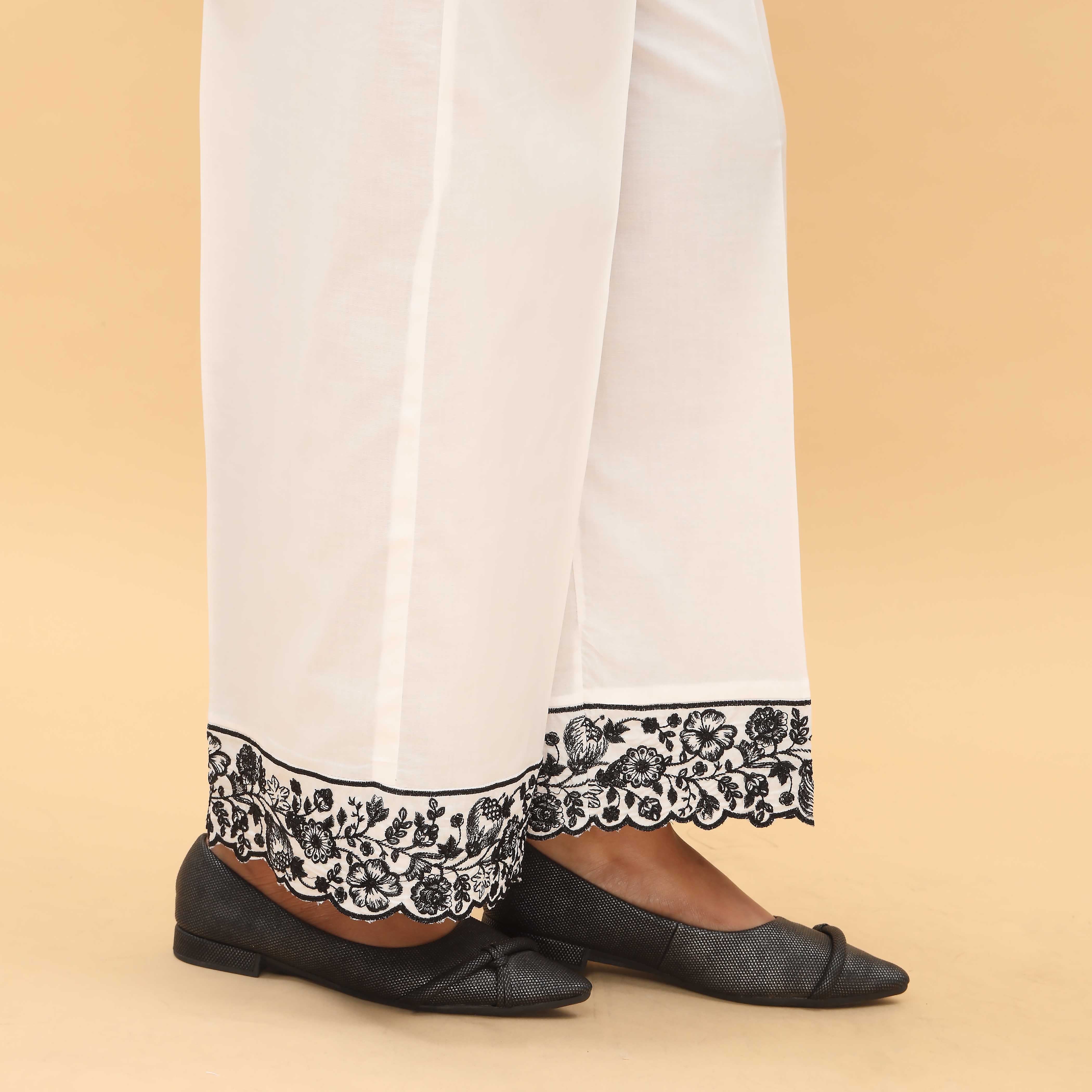 White Straight Fit Embellished Trouser PL5023 - Image 3